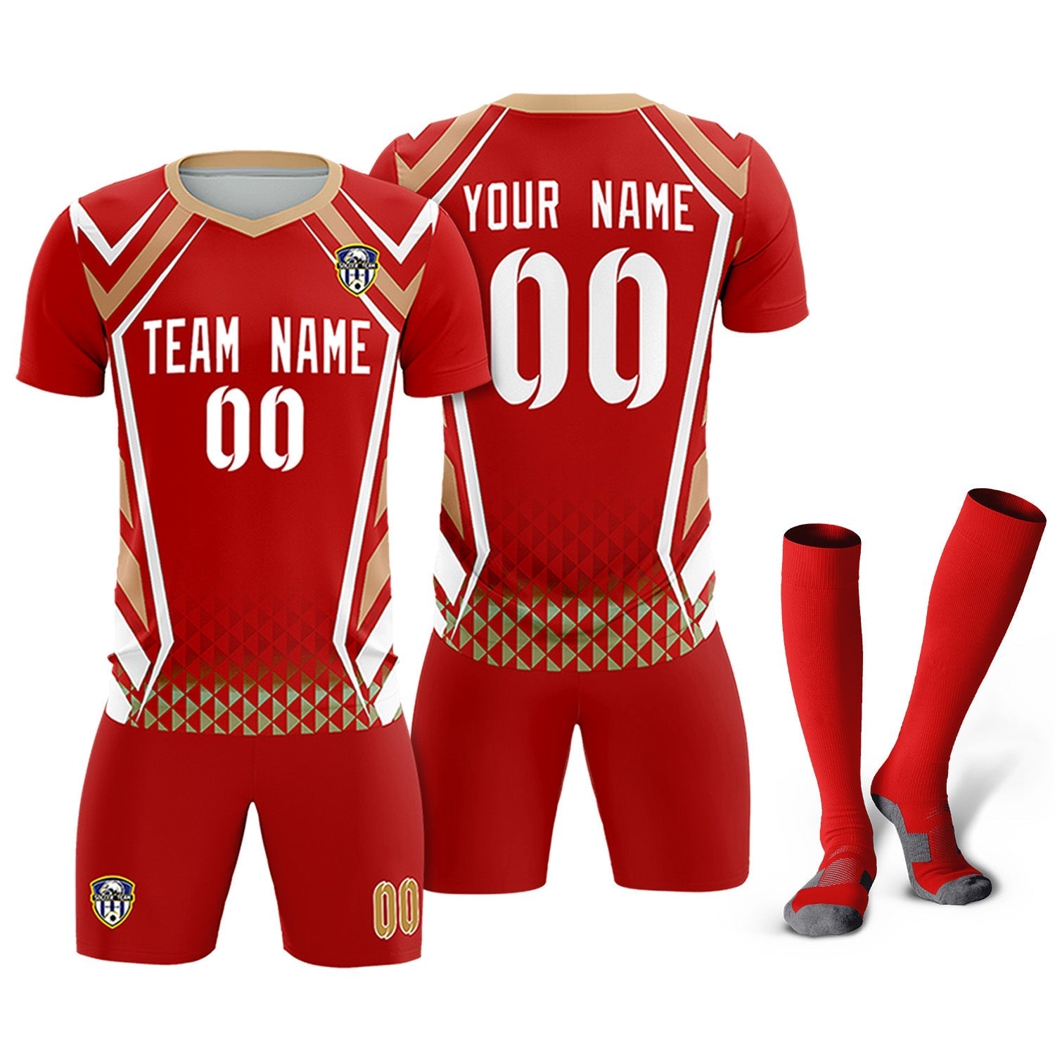 Custom Red Abstract Breathable Soccer Tops/Sets Jersey