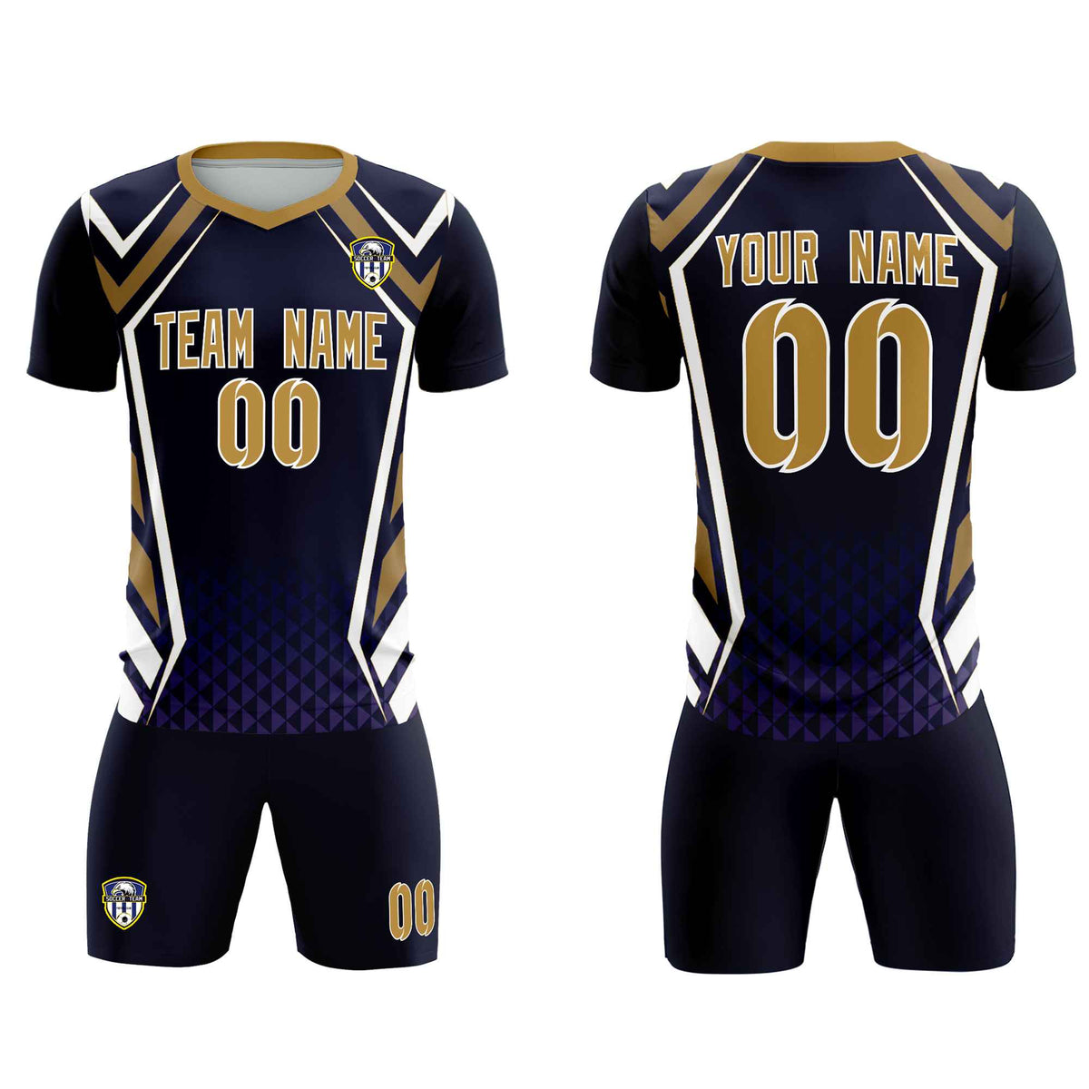Custom Navy Abstract Breathable Soccer Tops/Sets Jersey