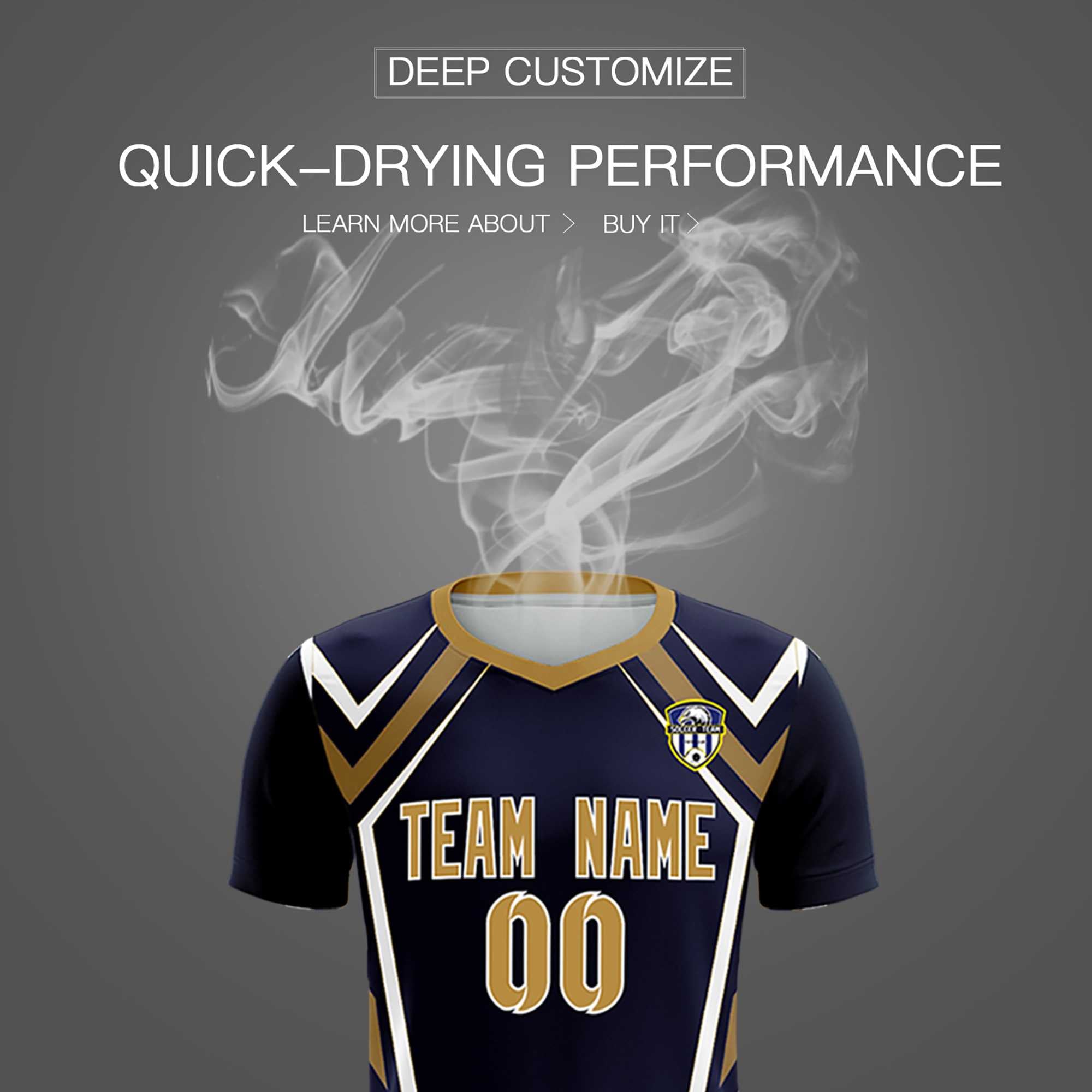 Custom Navy Abstract Breathable Soccer Tops/Sets Jersey