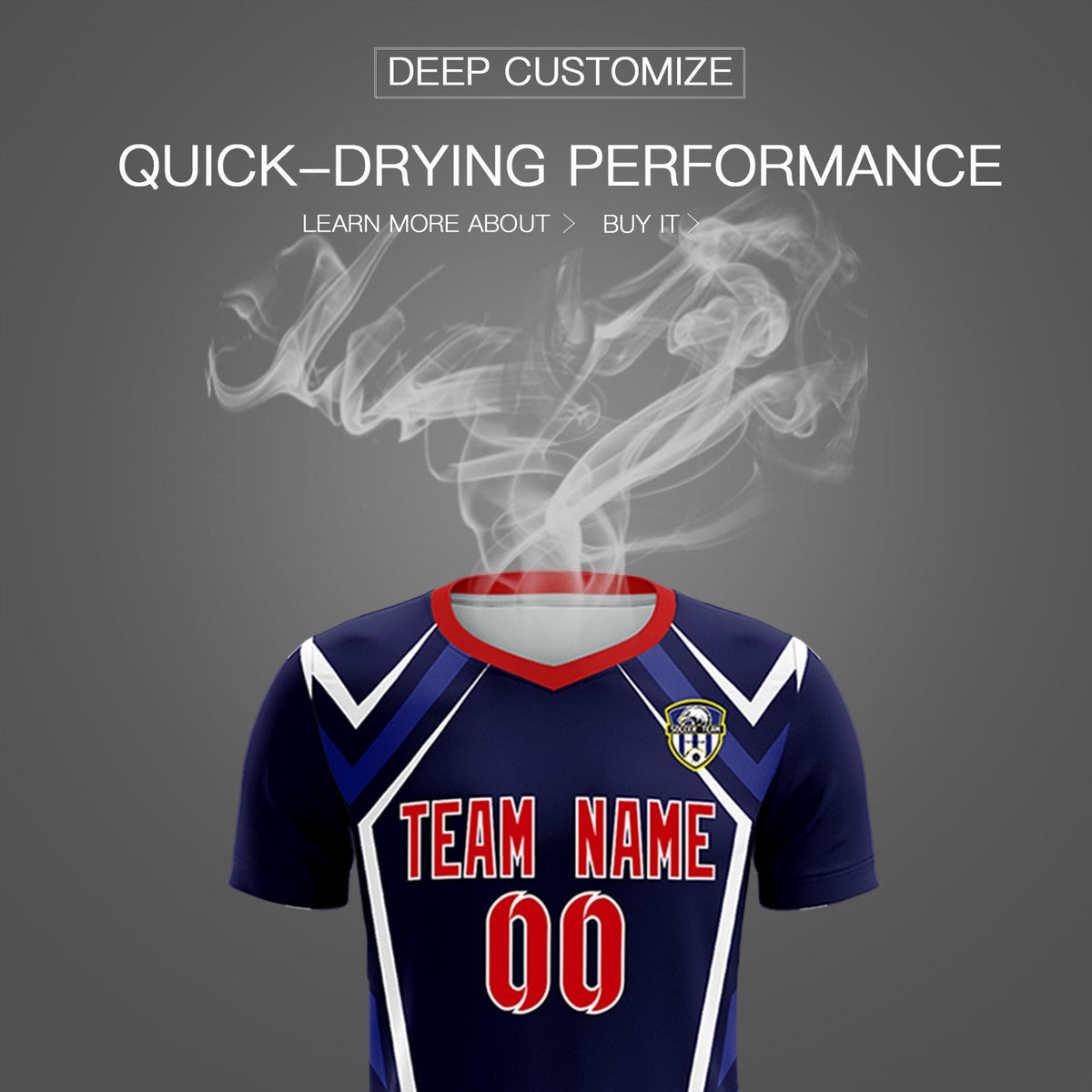 Custom Navy Abstract Breathable Soccer Tops/Sets Jersey