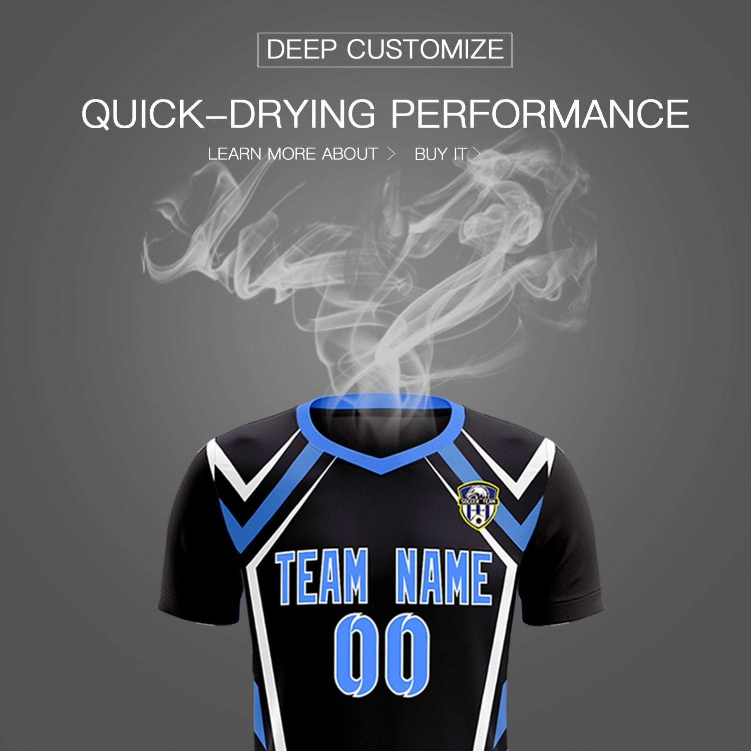 Custom Black Abstract Breathable Soccer Tops/Sets Jersey