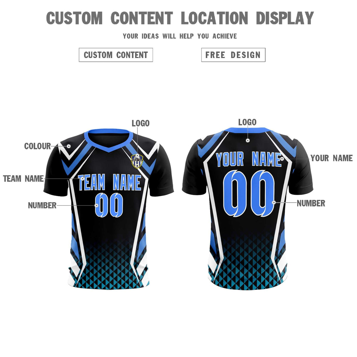 Custom Black Abstract Breathable Soccer Tops/Sets Jersey
