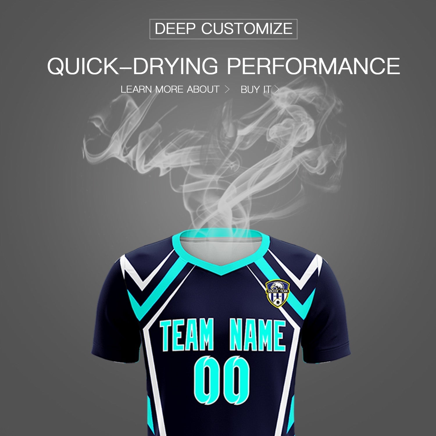 Custom Navy Abstract Breathable Soccer Tops/Sets Jersey