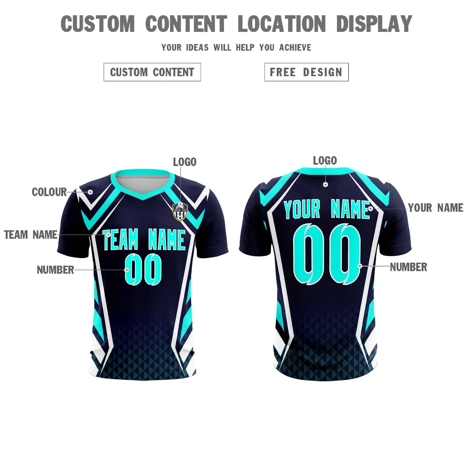 Custom Navy Abstract Breathable Soccer Tops/Sets Jersey