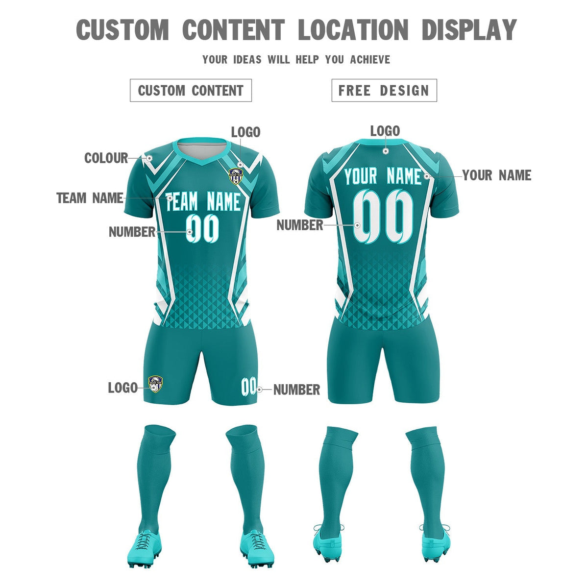 Custom Sky Blue Abstract Breathable Soccer Tops/Sets Jersey