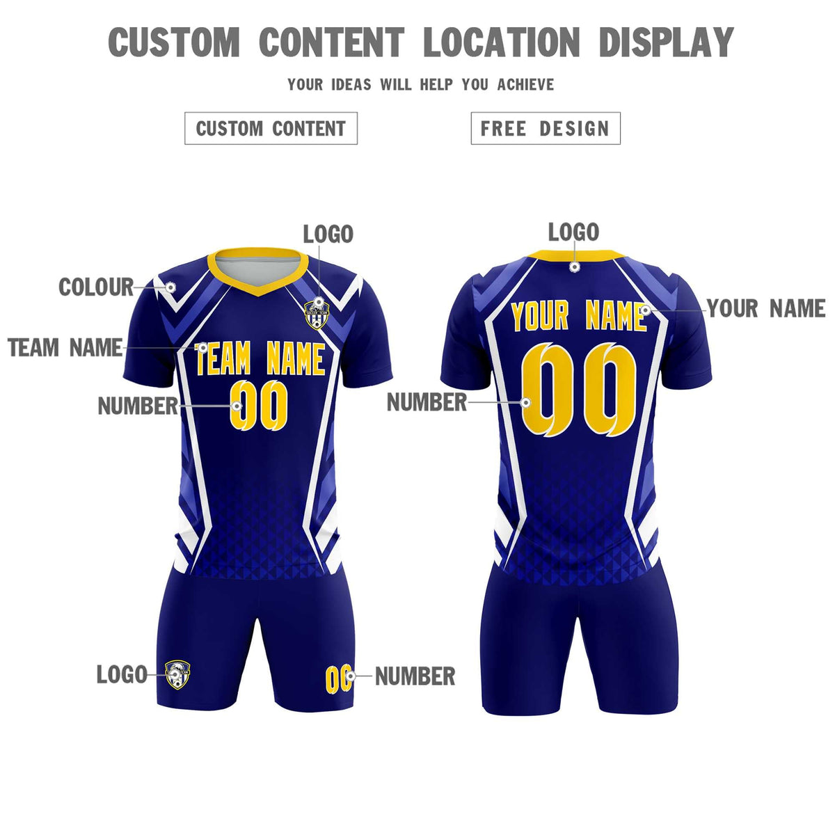Custom Royal Abstract Breathable Soccer Tops/Sets Jersey