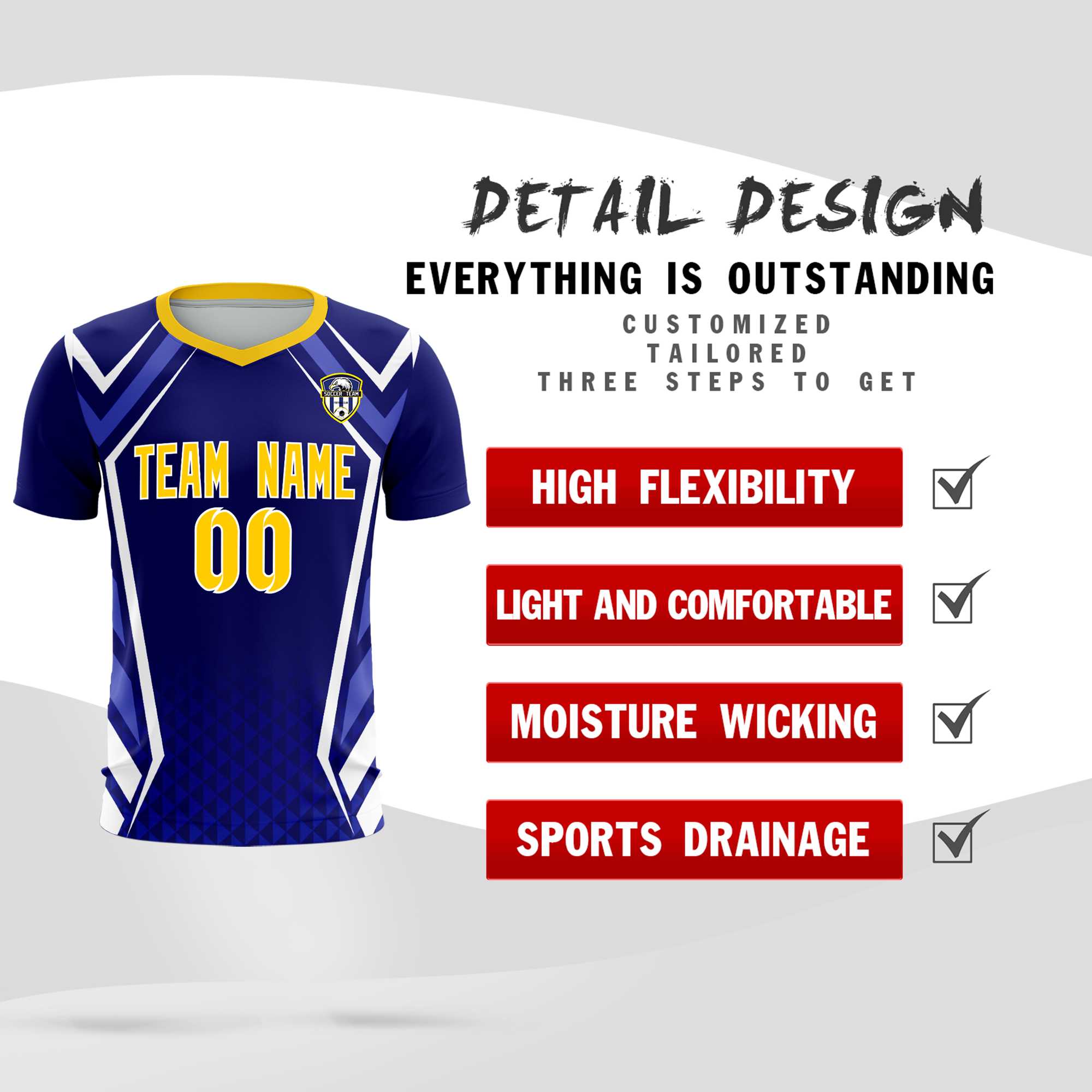 Custom Royal Abstract Breathable Soccer Tops/Sets Jersey