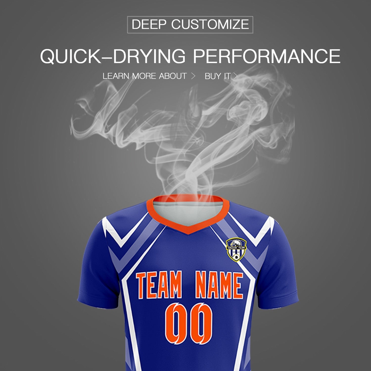 Custom Royal Abstract Breathable Soccer Tops/Sets Jersey