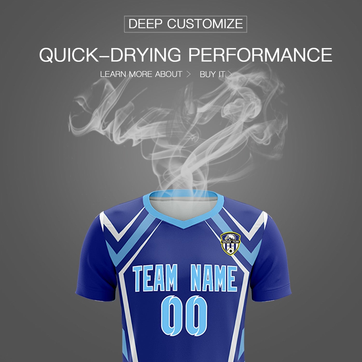 Custom Royal Abstract Breathable Soccer Tops/Sets Jersey