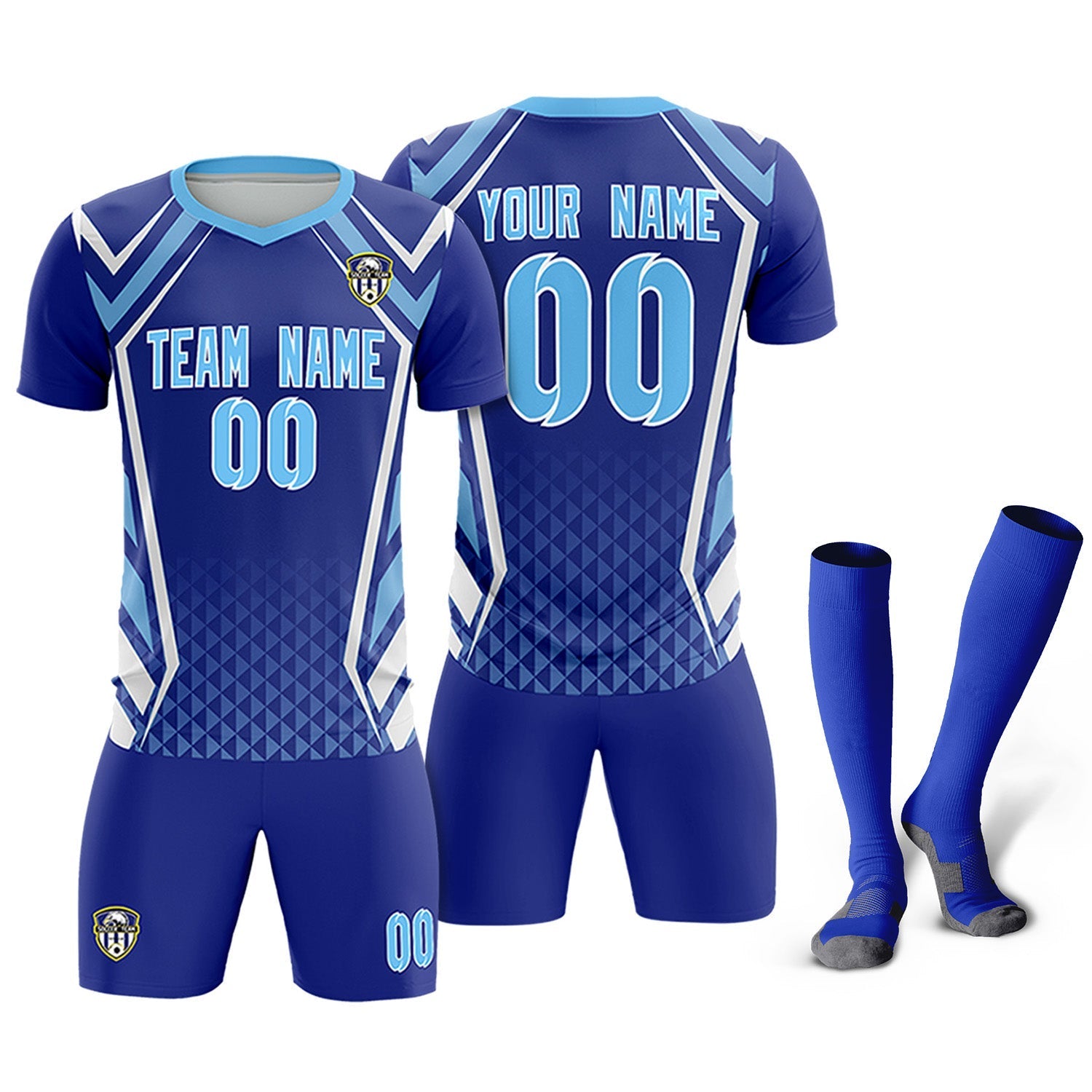 Custom Royal Abstract Breathable Soccer Tops/Sets Jersey