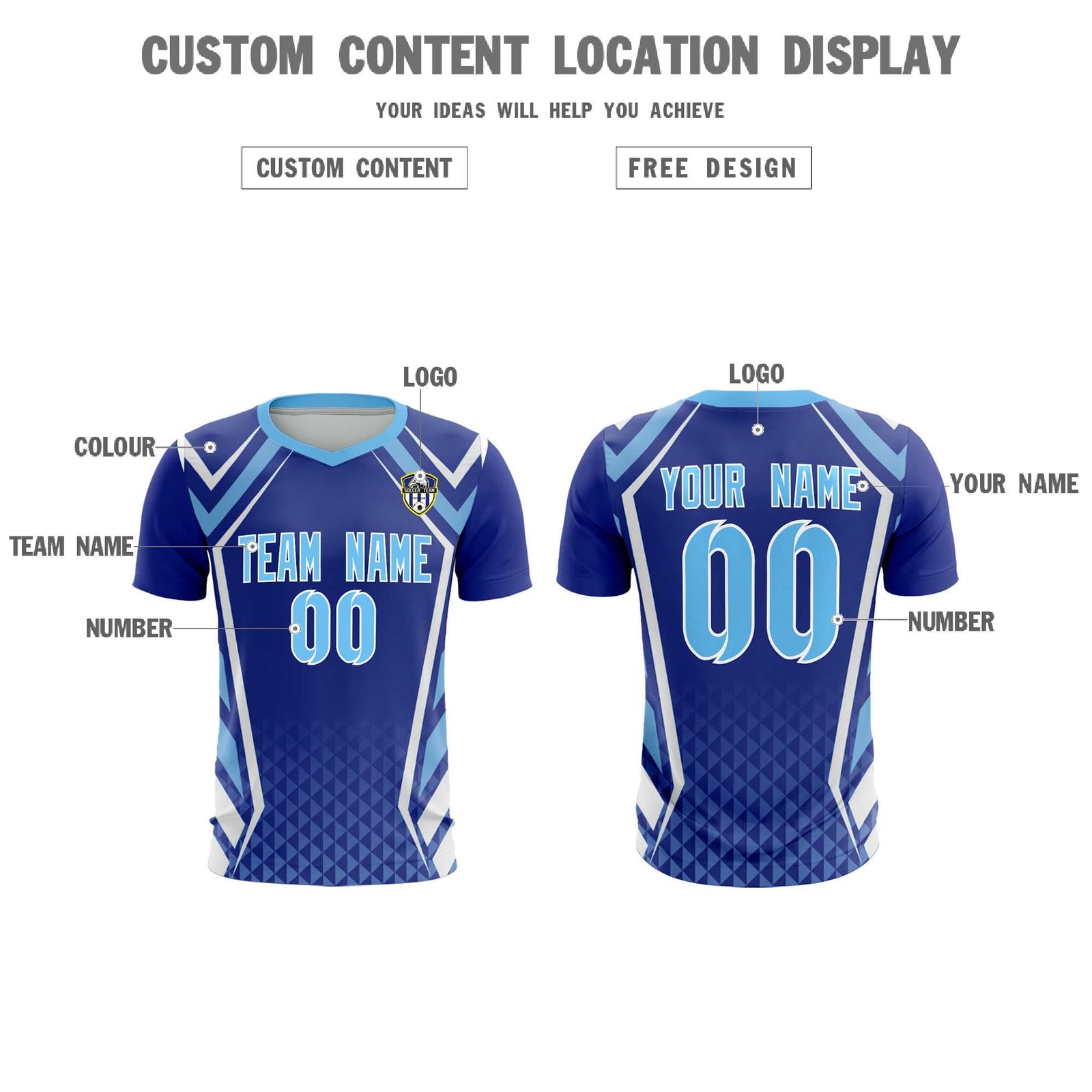 Custom Royal Abstract Breathable Soccer Tops/Sets Jersey