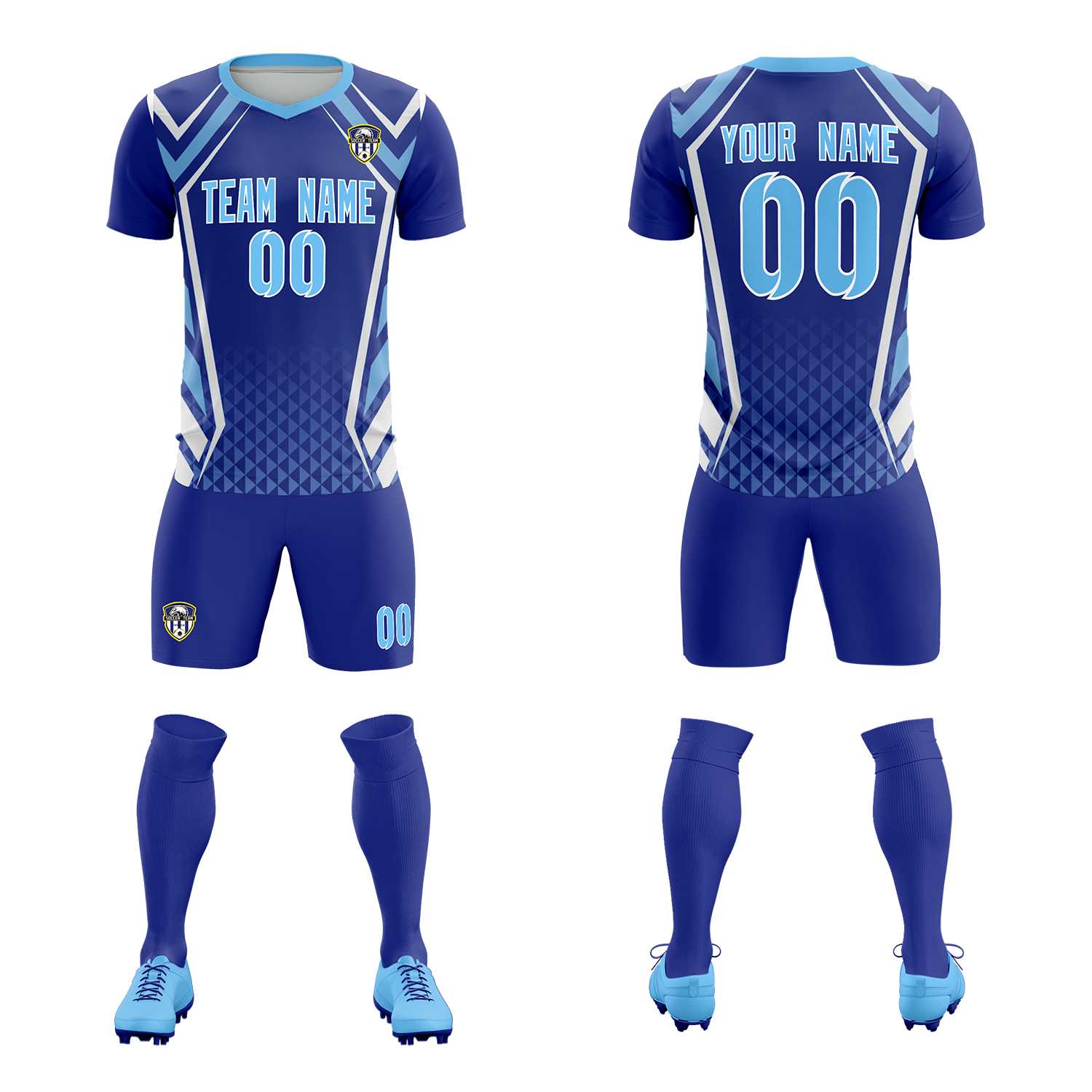 Custom Royal Abstract Breathable Soccer Tops/Sets Jersey