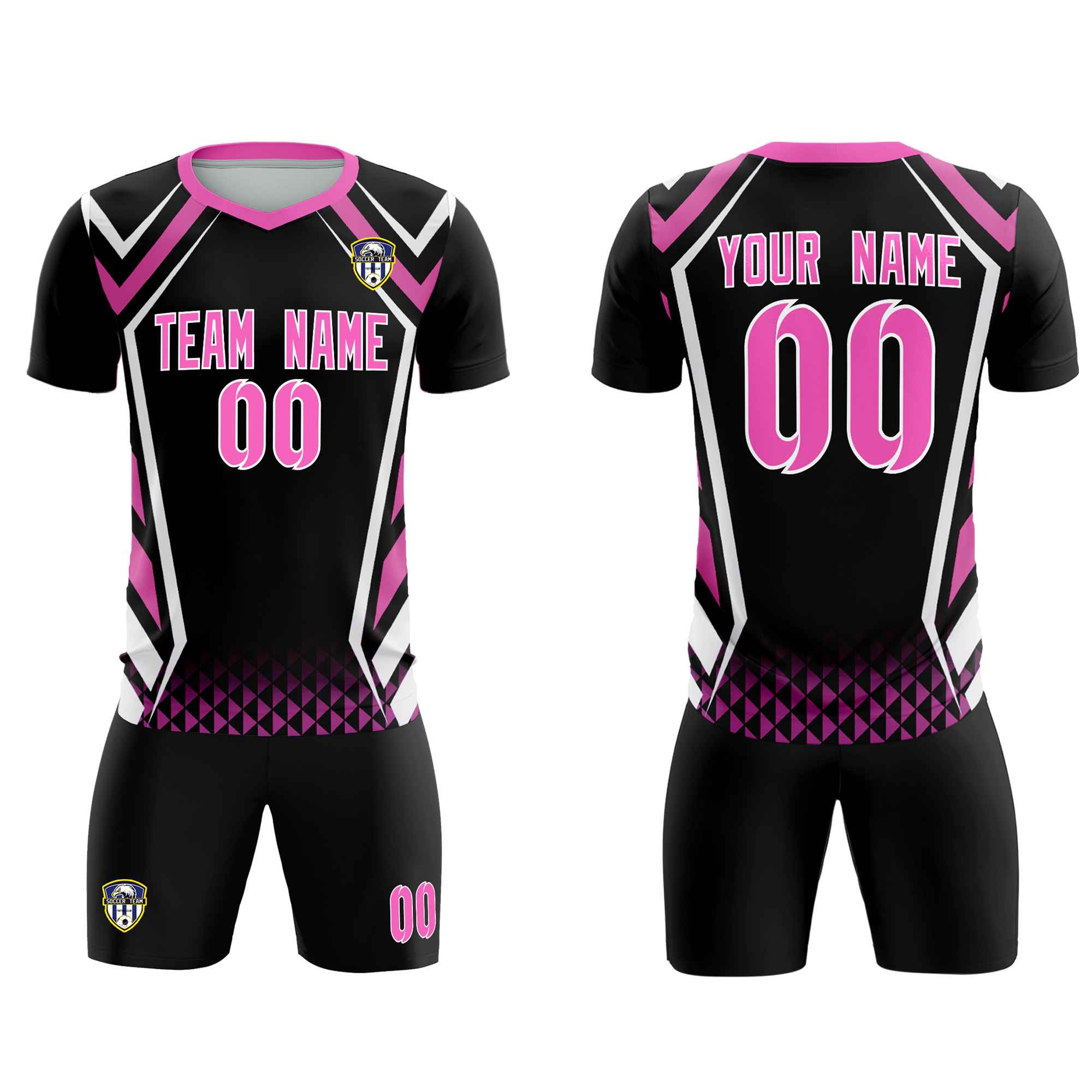 Custom Black Abstract Breathable Soccer Tops/Sets Jersey