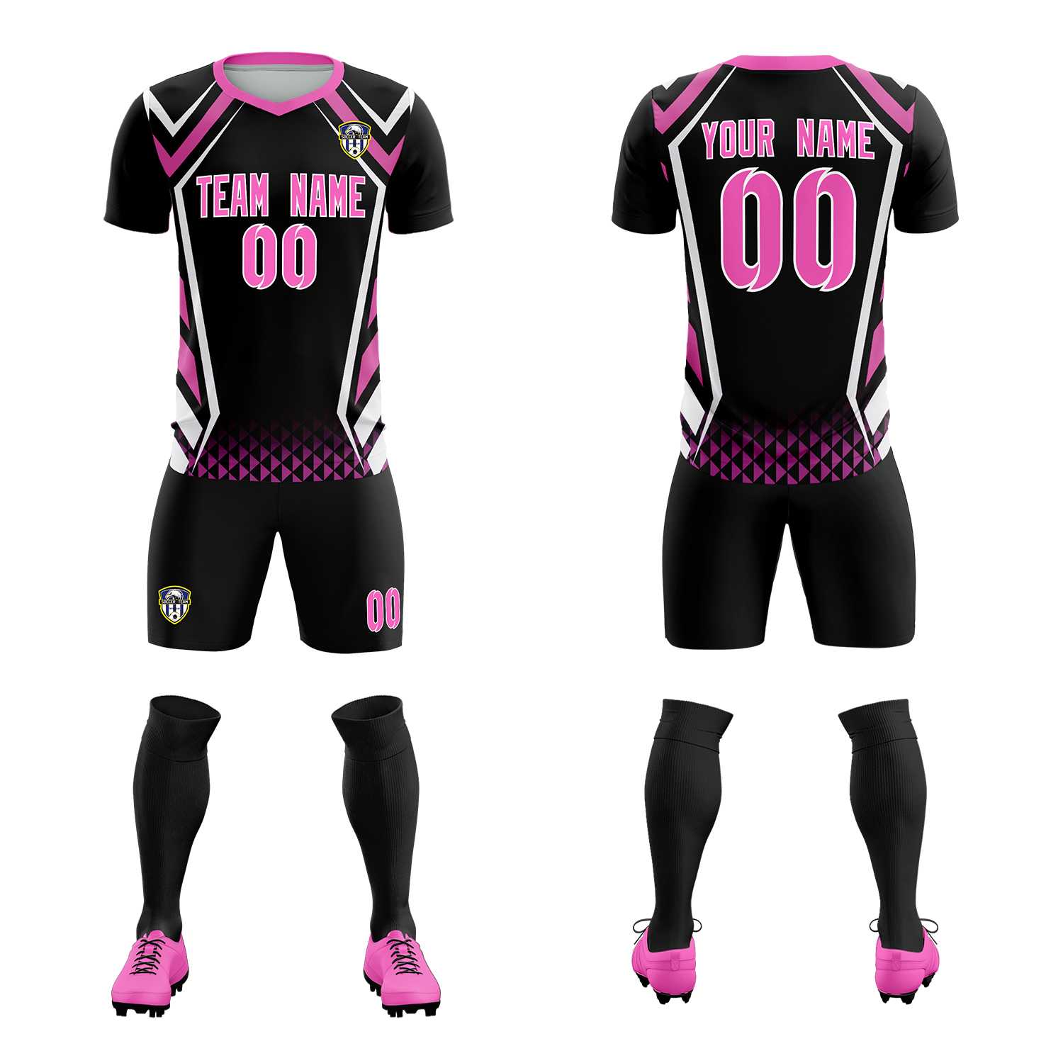 Custom Black Abstract Breathable Soccer Tops/Sets Jersey