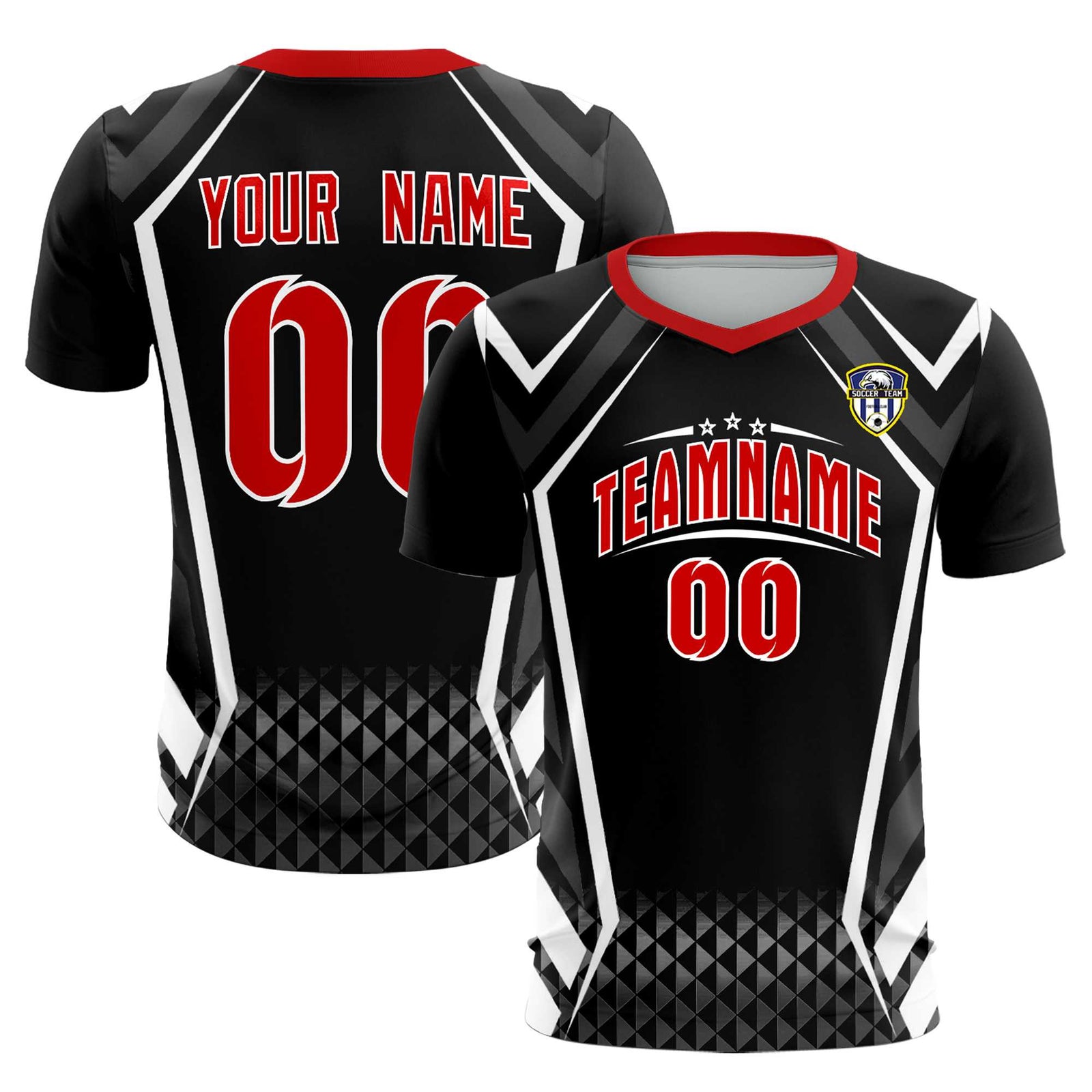 Custom Black Abstract Breathable Soccer Tops/Sets Jersey