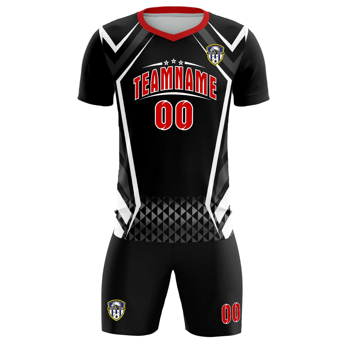 Custom Black Abstract Breathable Soccer Tops/Sets Jersey