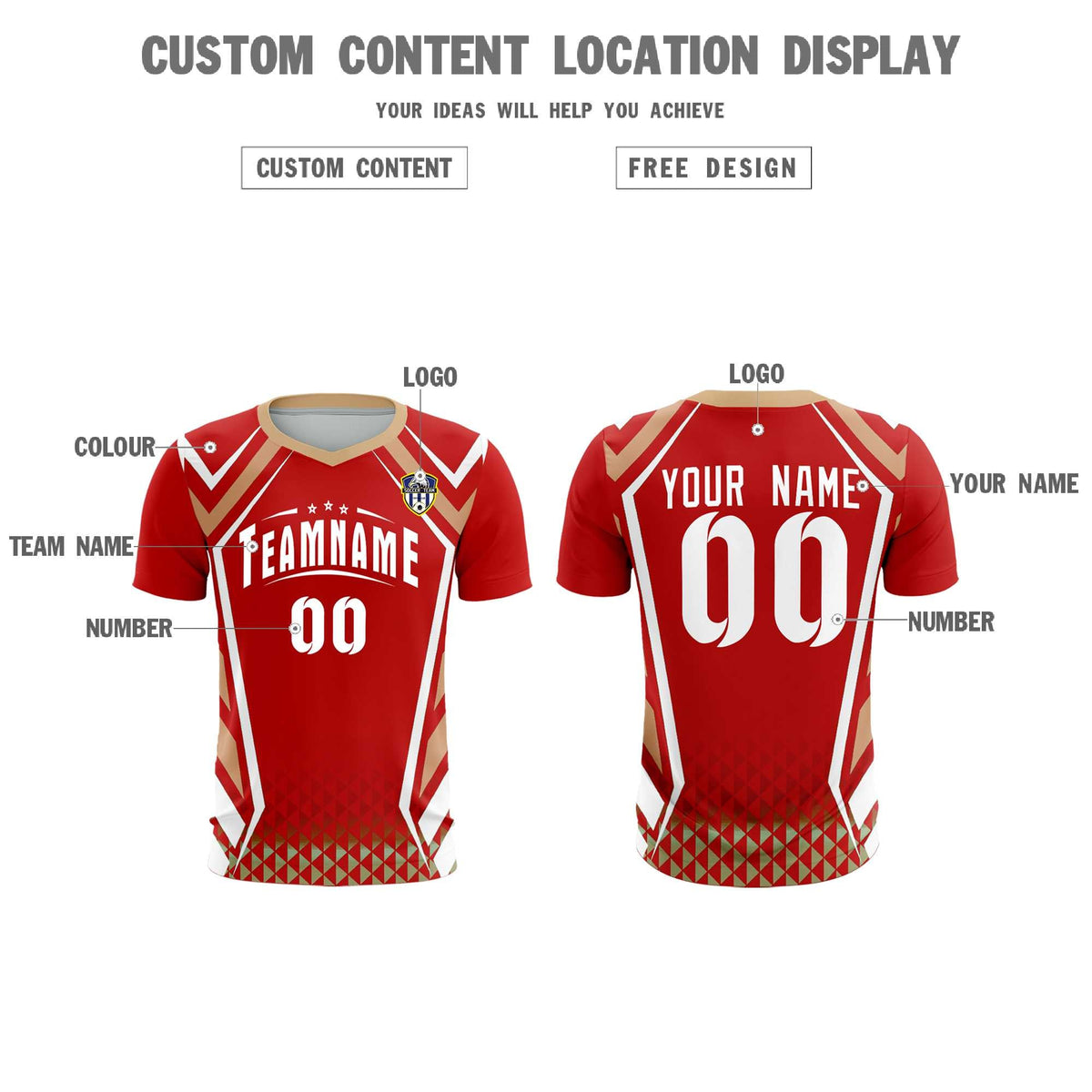 Custom Red Abstract Breathable Soccer Tops/Sets Jersey
