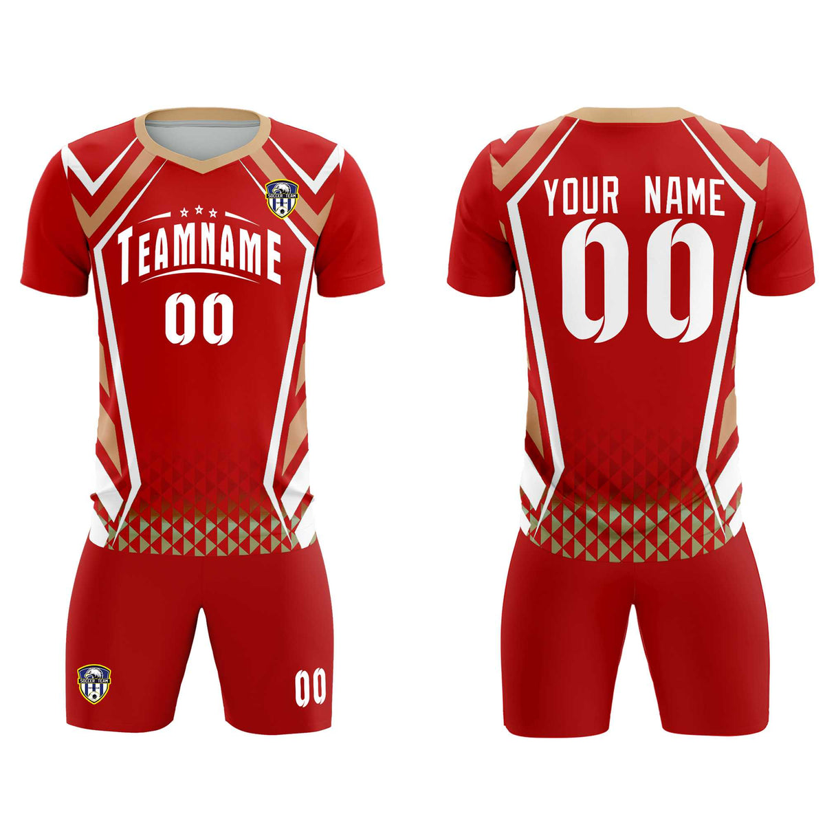 Custom Red Abstract Breathable Soccer Tops/Sets Jersey