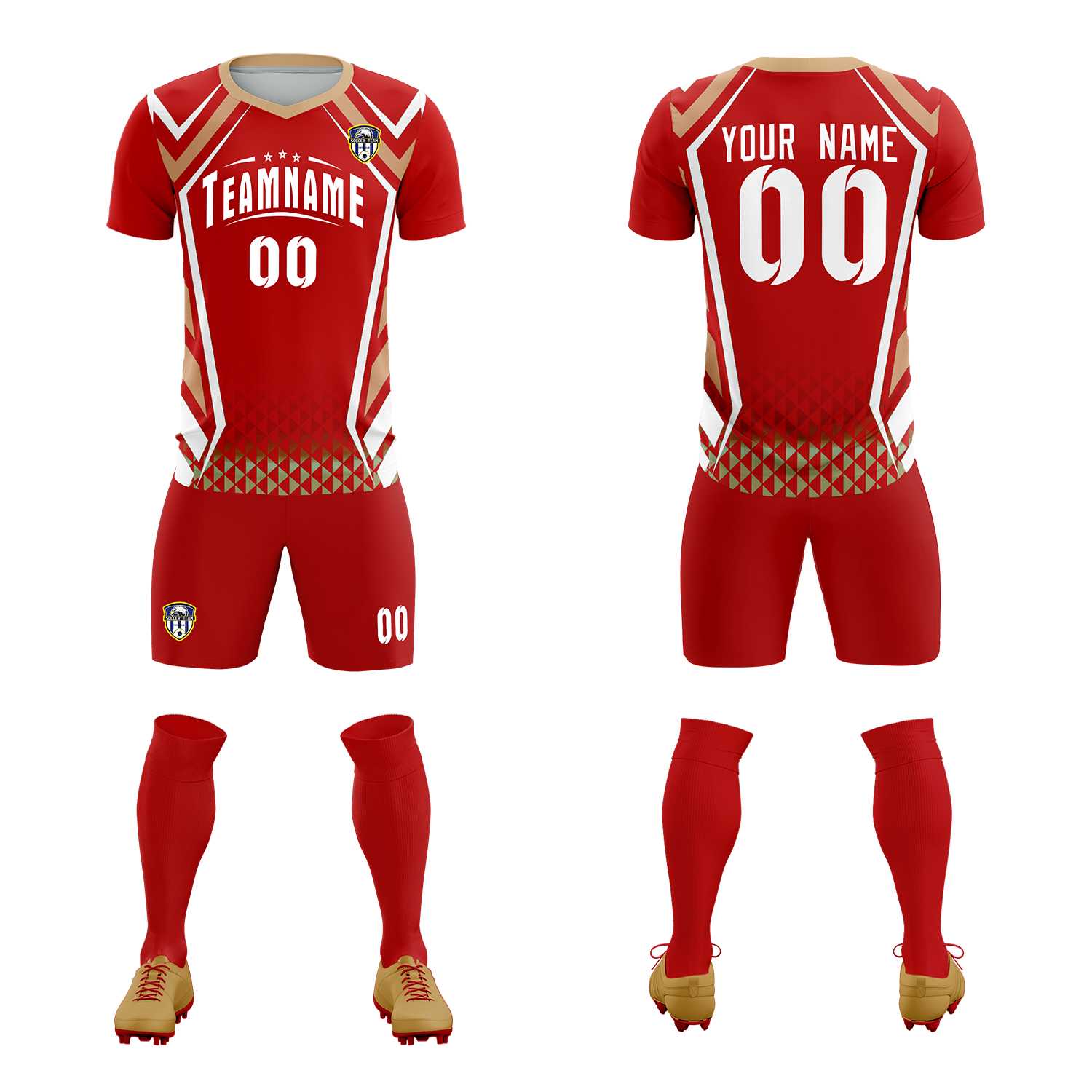 Custom Red Abstract Breathable Soccer Tops/Sets Jersey