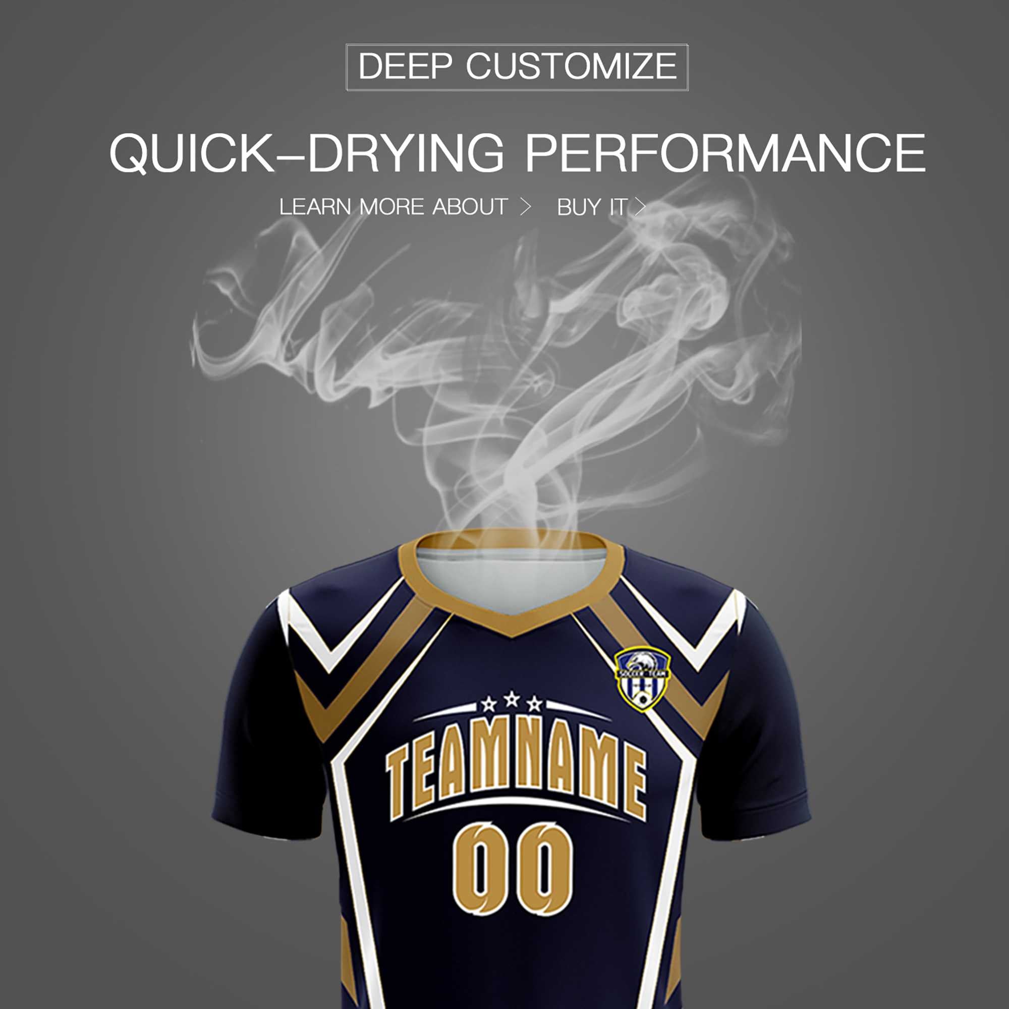 Custom Navy Abstract Breathable Soccer Tops/Sets Jersey