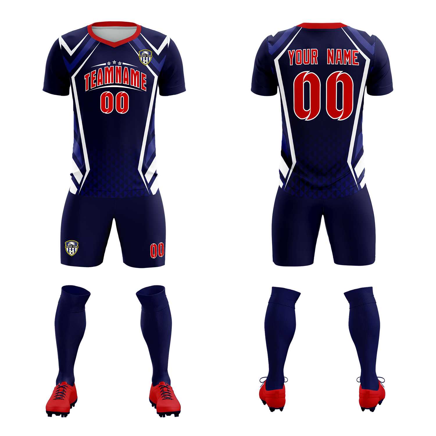 Custom Navy Abstract Breathable Soccer Tops/Sets Jersey