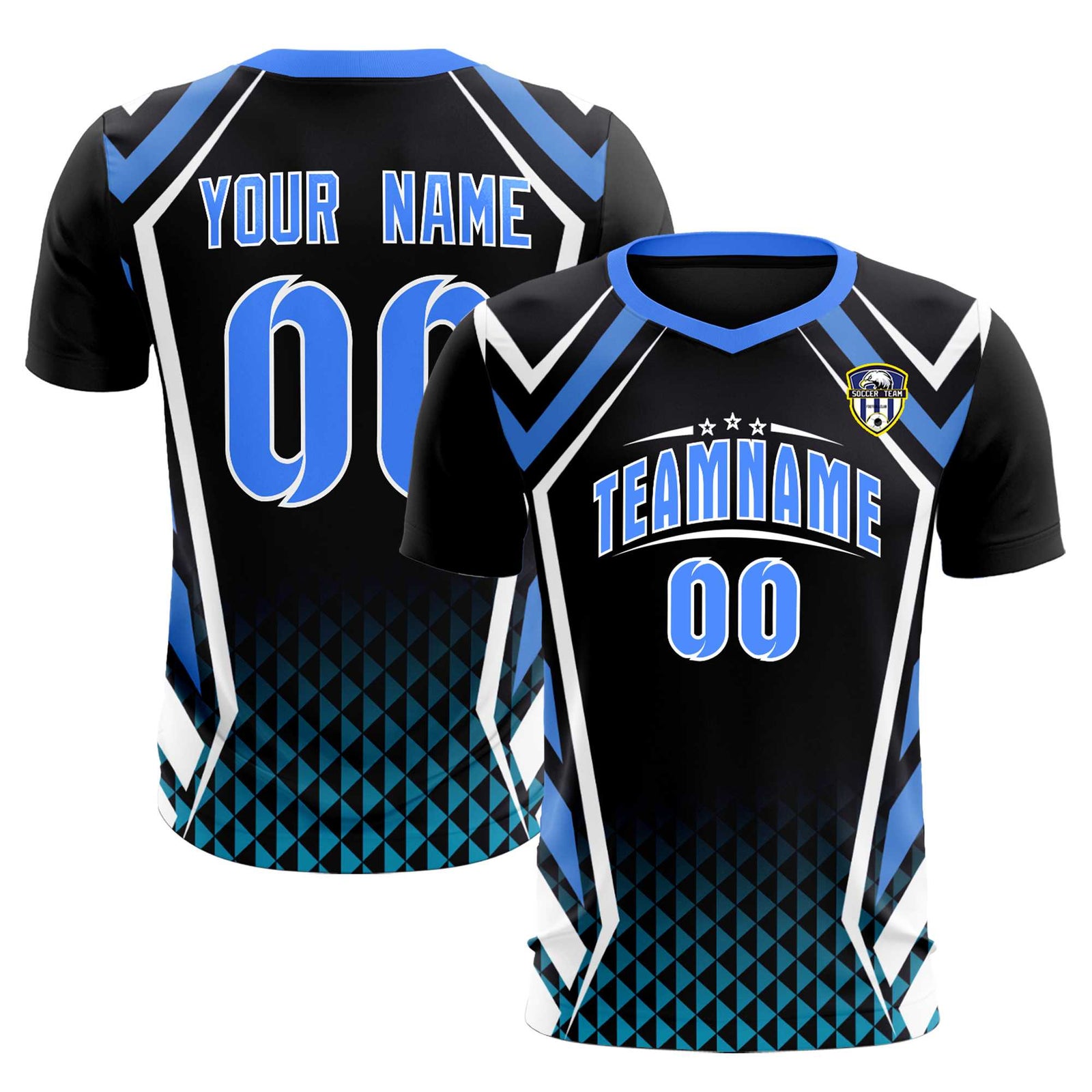 Custom Black Abstract Breathable Soccer Tops/Sets Jersey