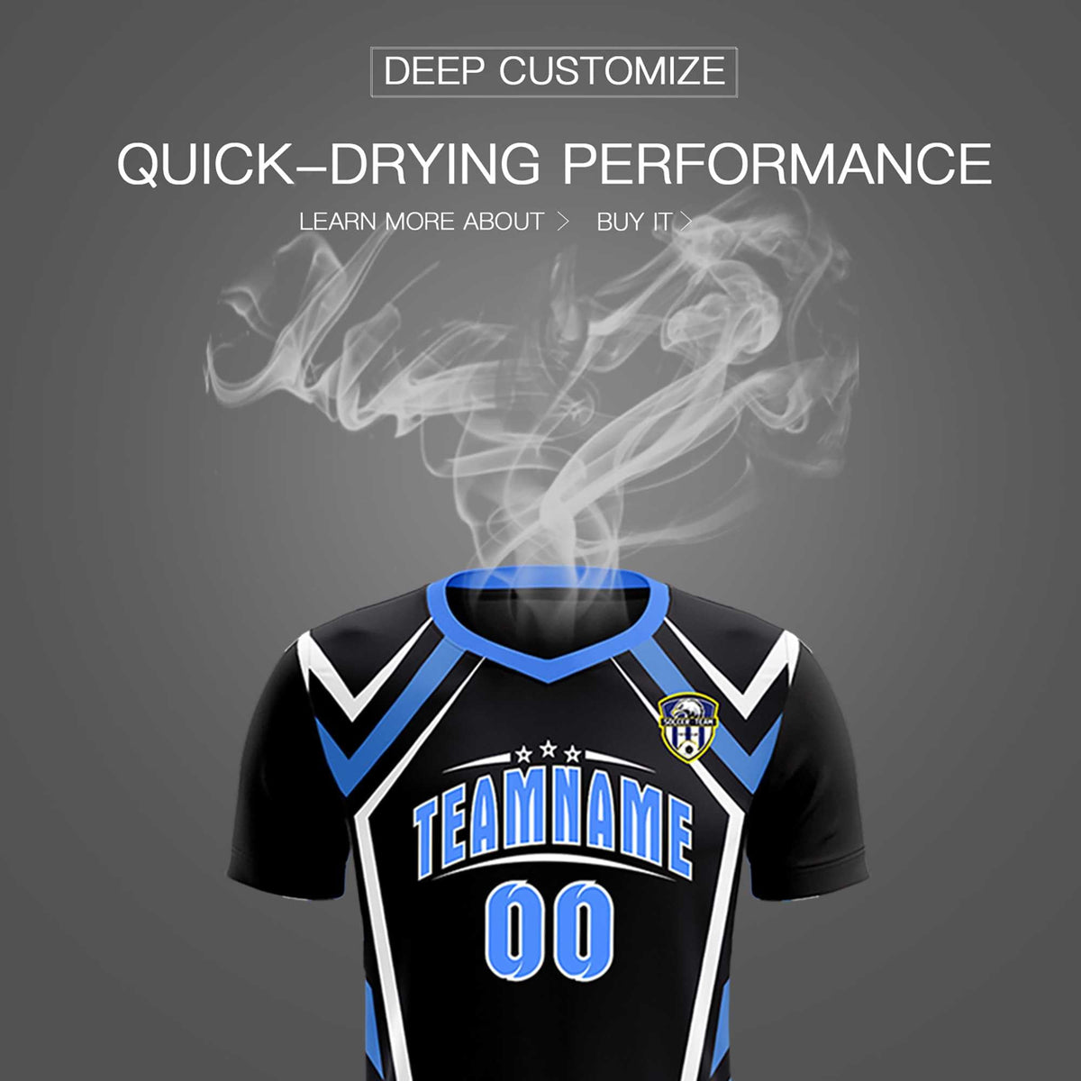 Custom Black Abstract Breathable Soccer Tops/Sets Jersey