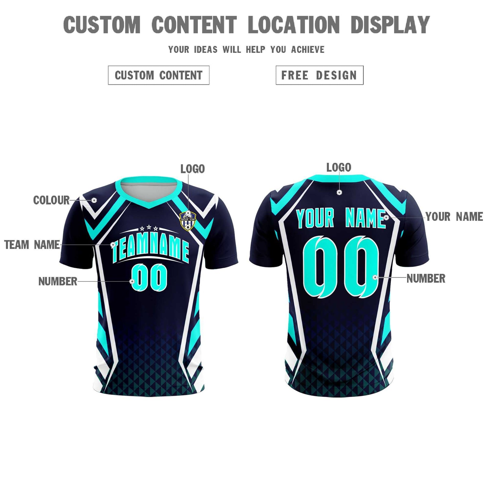 Custom Navy Abstract Breathable Soccer Tops/Sets Jersey