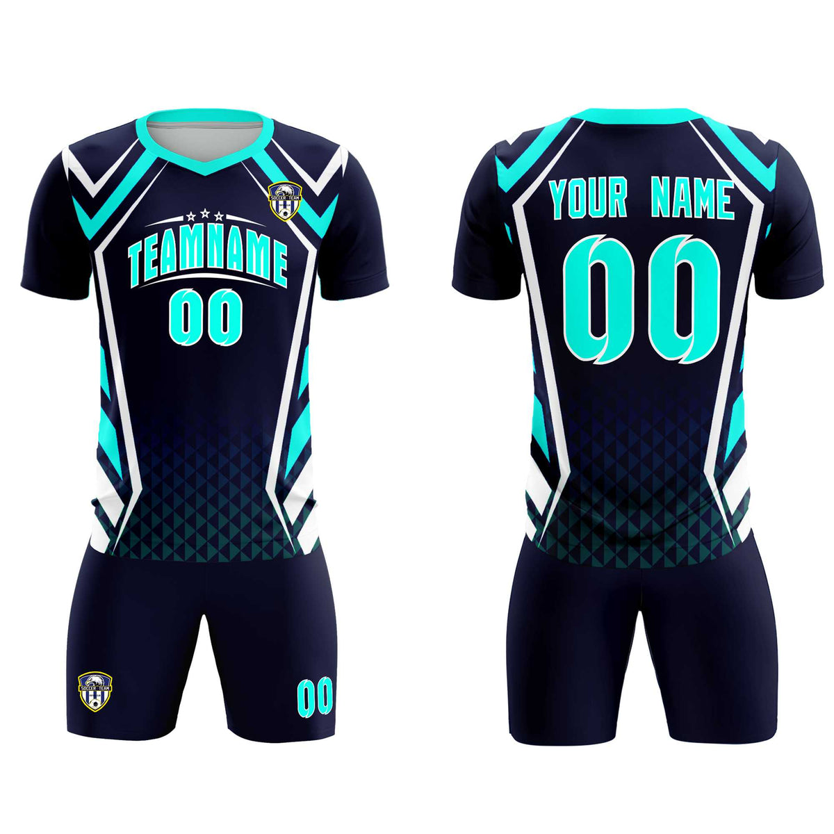 Custom Navy Abstract Breathable Soccer Tops/Sets Jersey