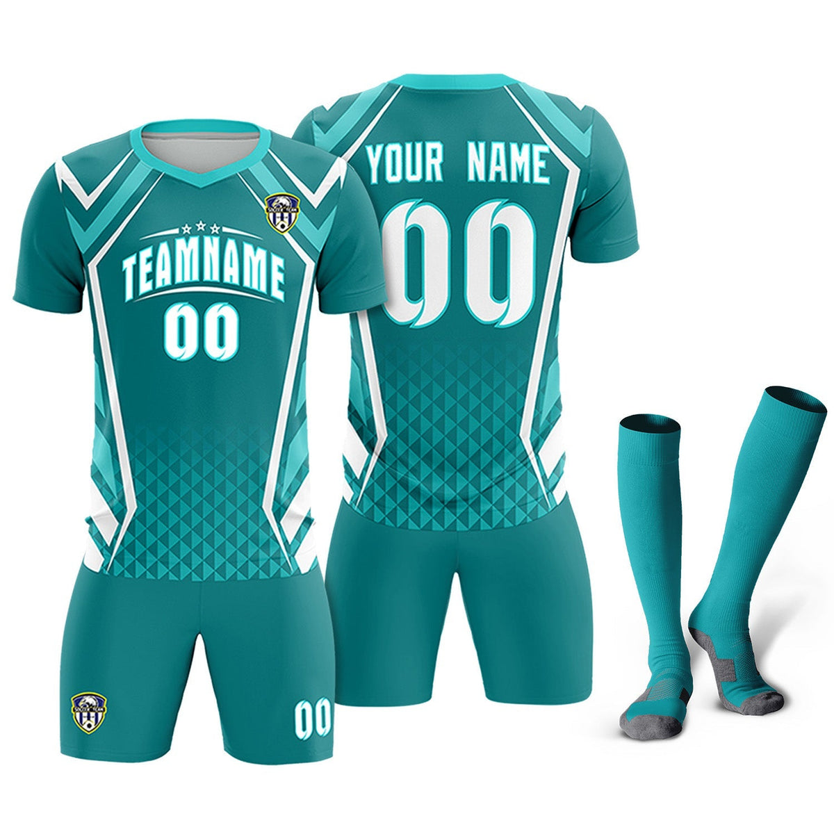 Custom Sky Blue Abstract Breathable Soccer Tops/Sets Jersey