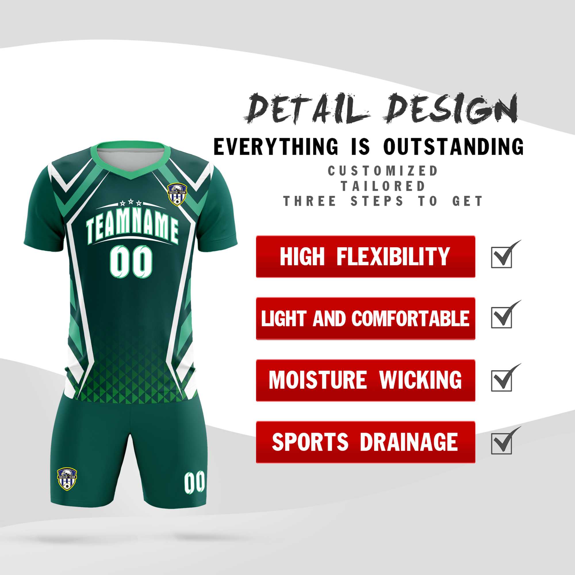 Custom Aqua Abstract Breathable Soccer Tops/Sets Jersey