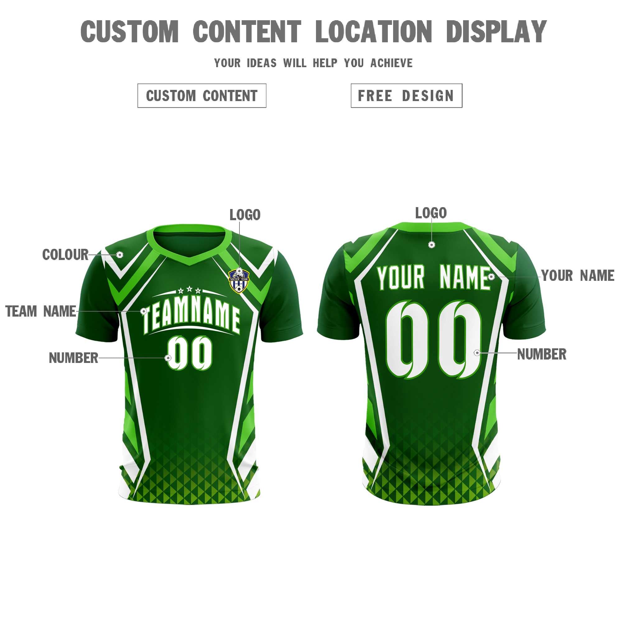 Custom Green Abstract Breathable Soccer Tops/Sets Jersey