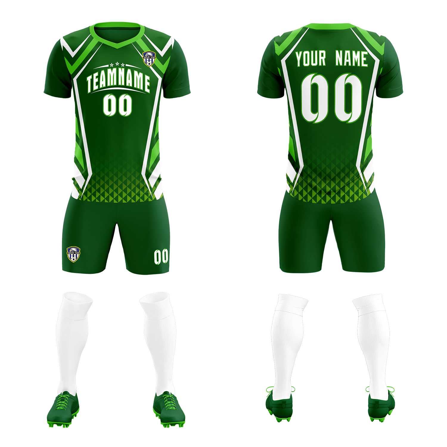 Custom Green Abstract Breathable Soccer Tops/Sets Jersey