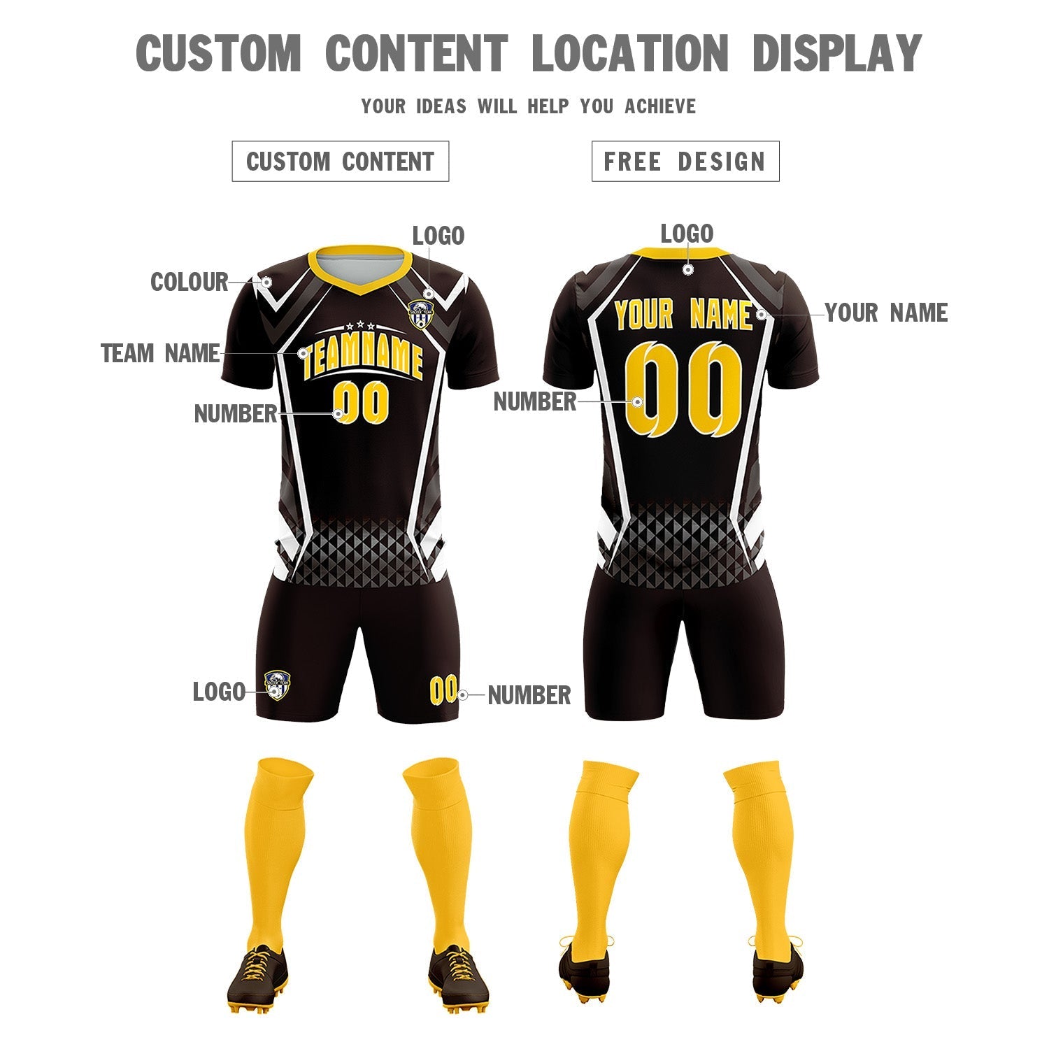 Custom Brown Abstract Breathable Soccer Tops/Sets Jersey
