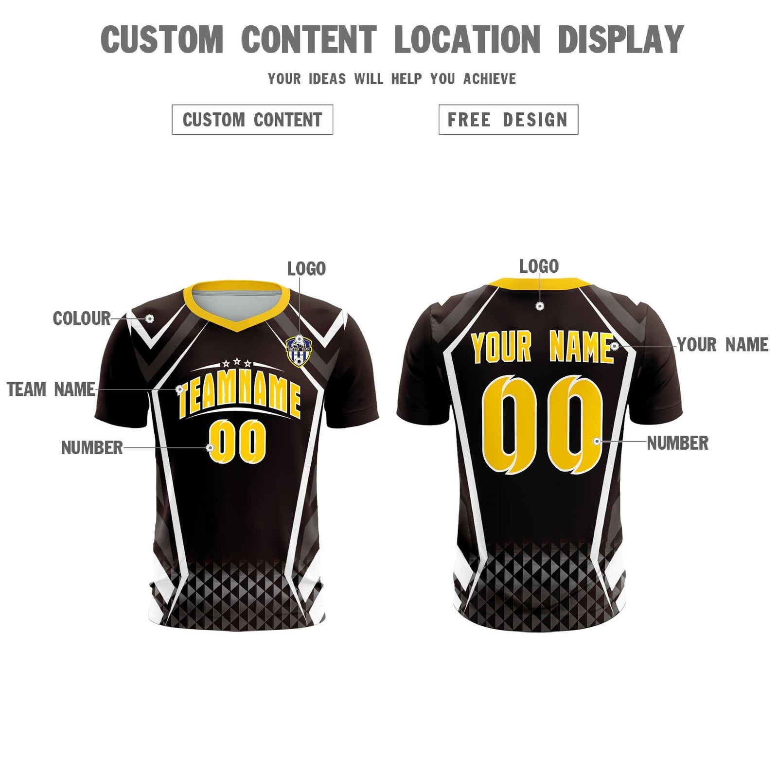 Custom Brown Abstract Breathable Soccer Tops/Sets Jersey