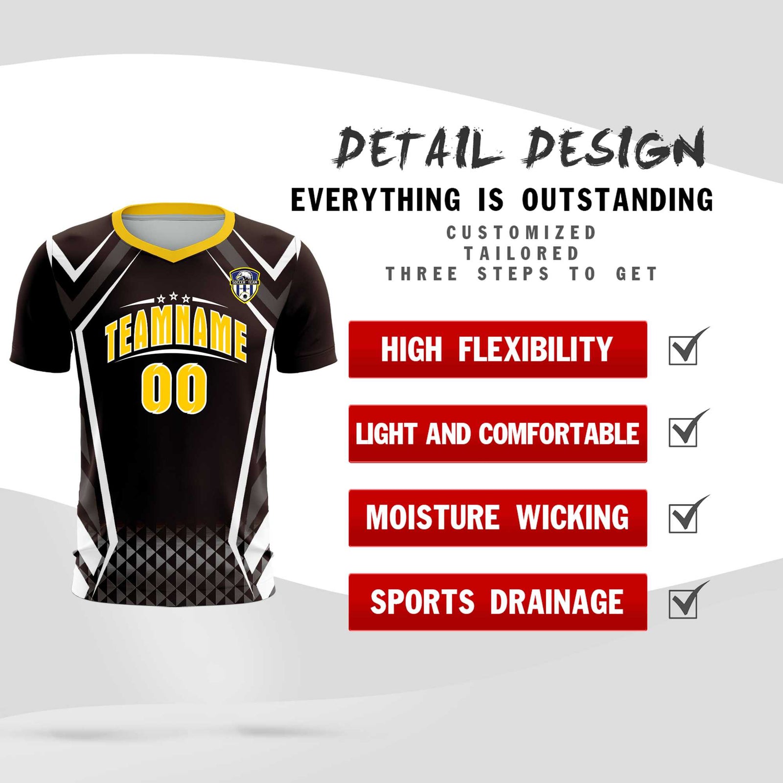 Custom Brown Abstract Breathable Soccer Tops/Sets Jersey