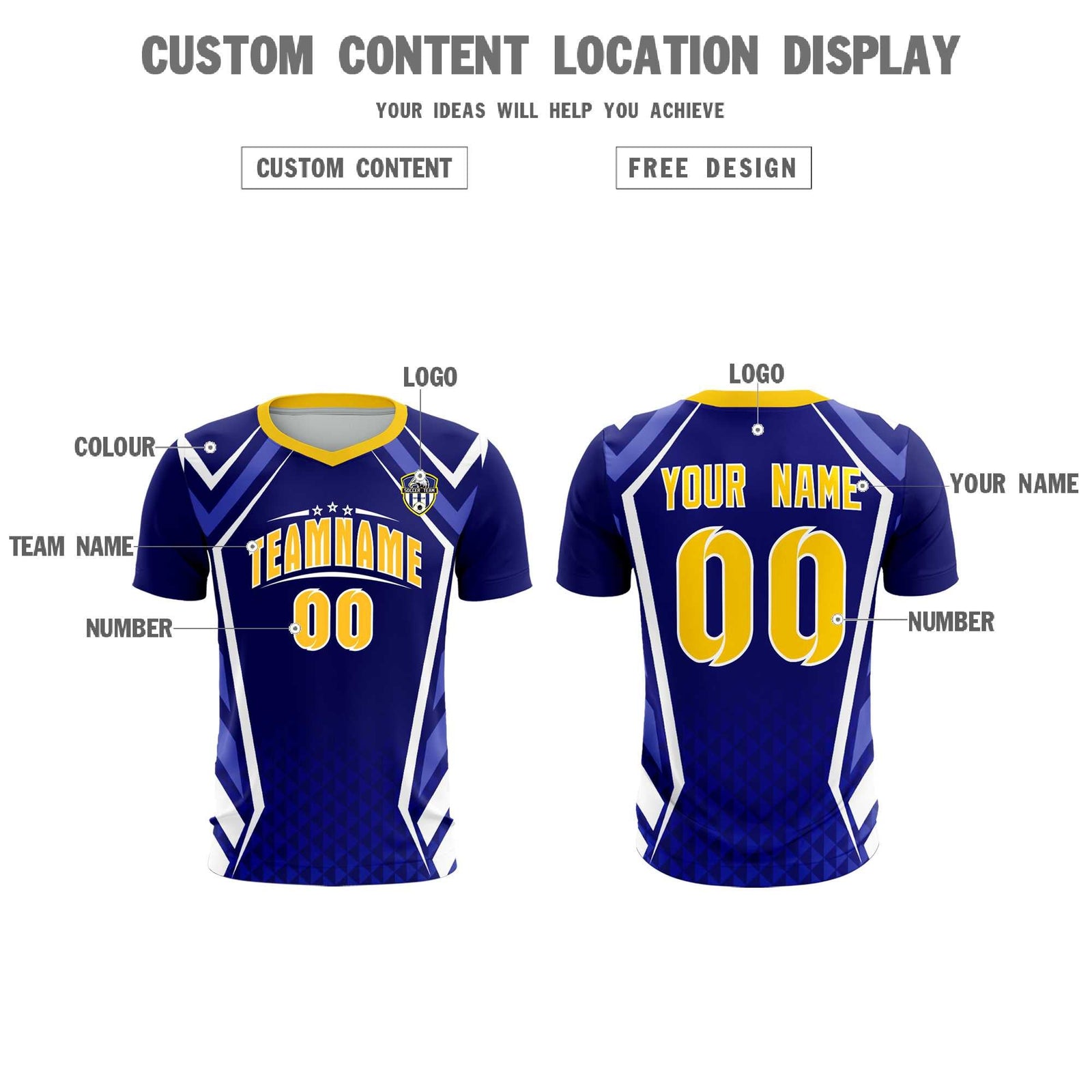 Custom Royal Abstract Breathable Soccer Tops/Sets Jersey