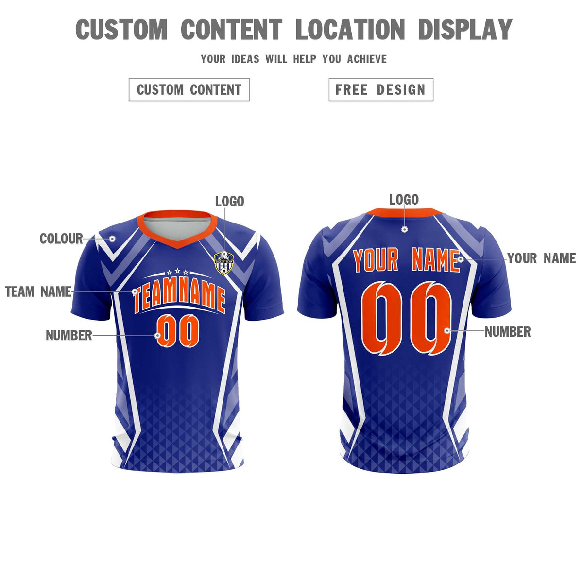 Custom Royal Abstract Breathable Soccer Tops/Sets Jersey