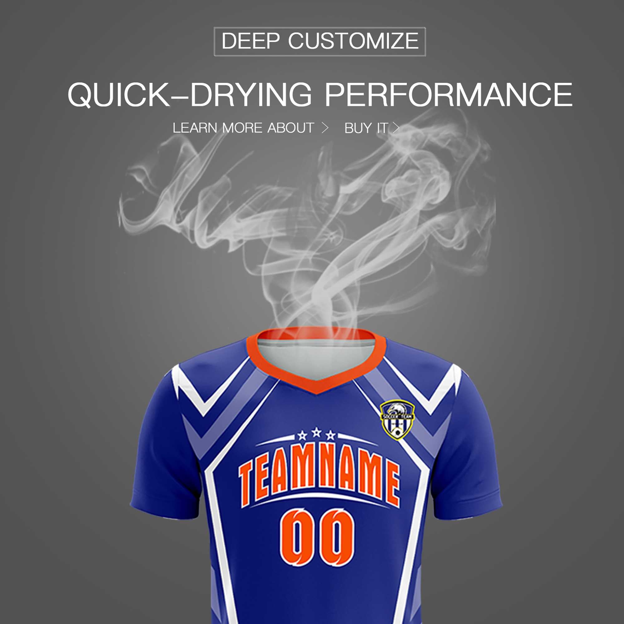 Custom Royal Abstract Breathable Soccer Tops/Sets Jersey