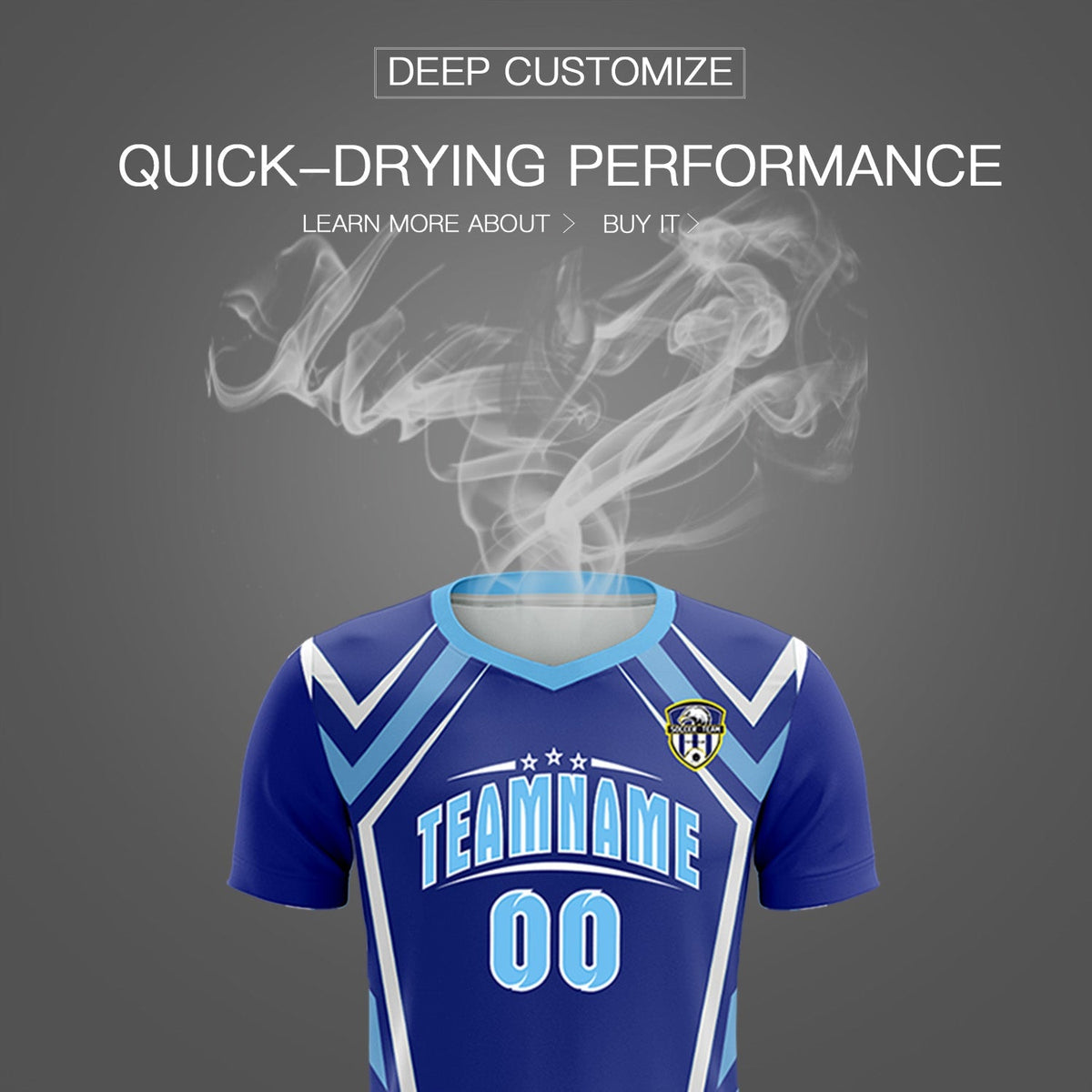 Custom Royal Abstract Breathable Soccer Tops/Sets Jersey