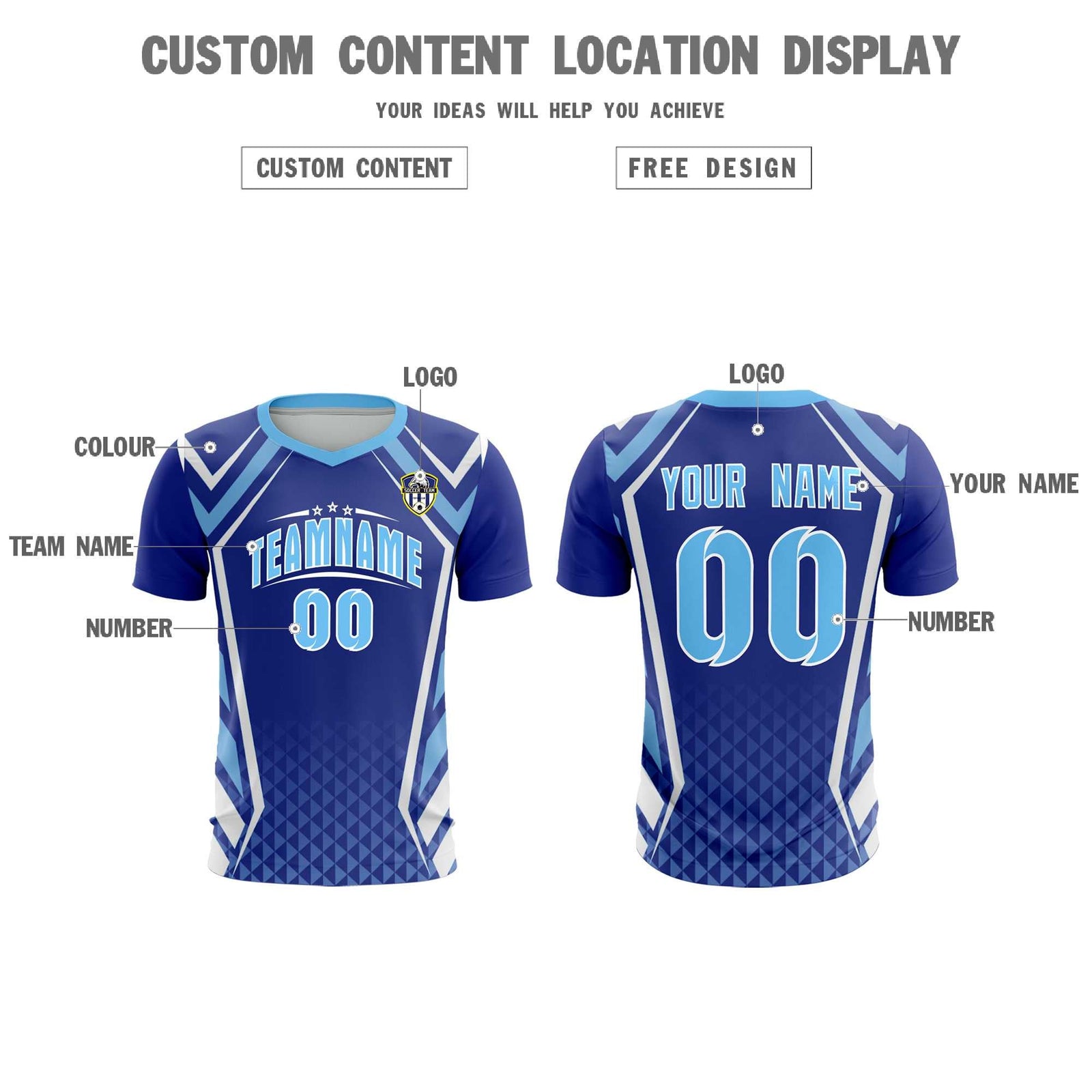Custom Royal Abstract Breathable Soccer Tops/Sets Jersey