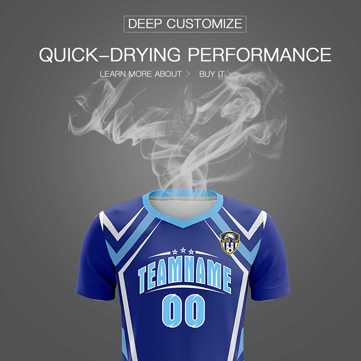 Custom Royal Abstract Breathable Soccer Tops/Sets Jersey