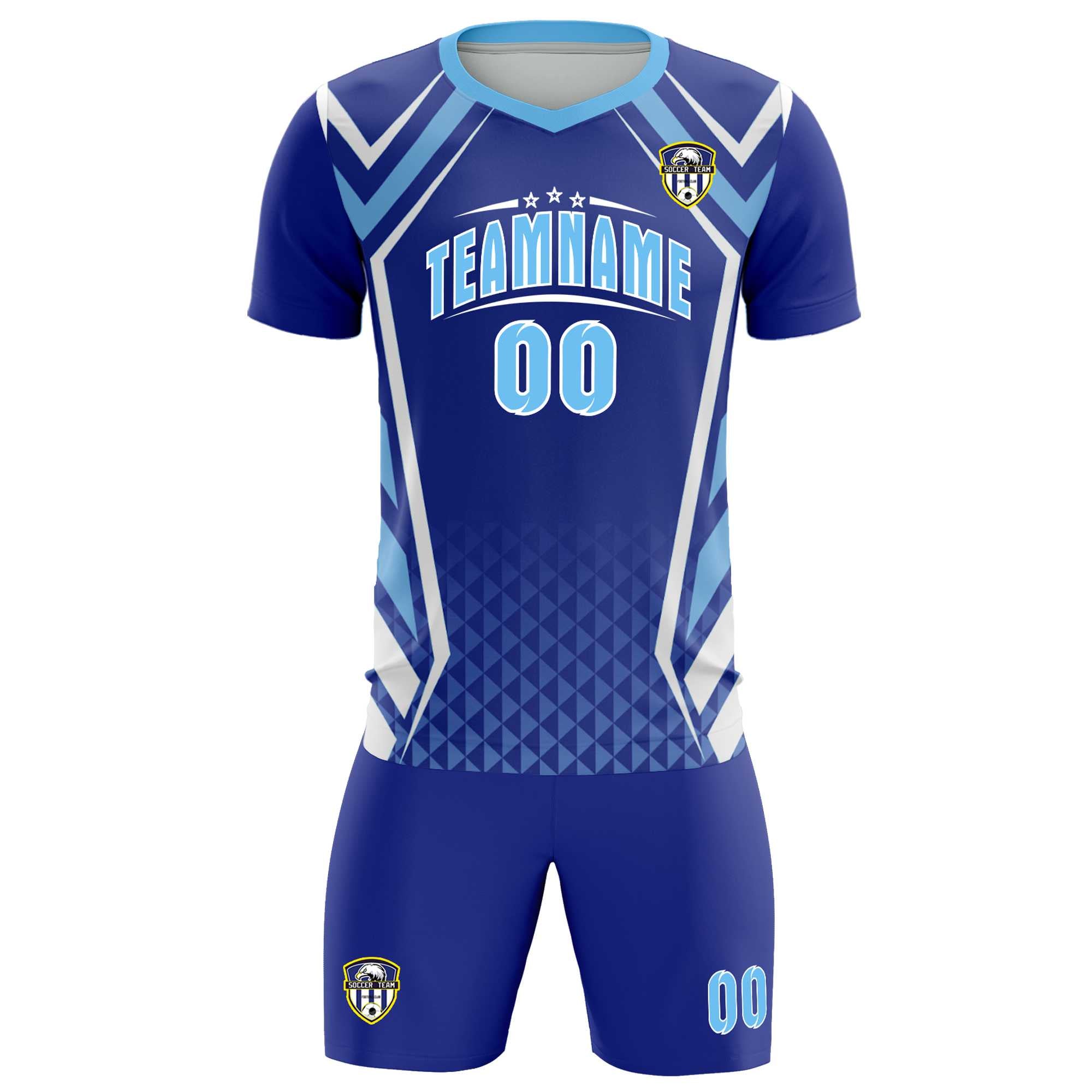 Custom Royal Abstract Breathable Soccer Tops/Sets Jersey
