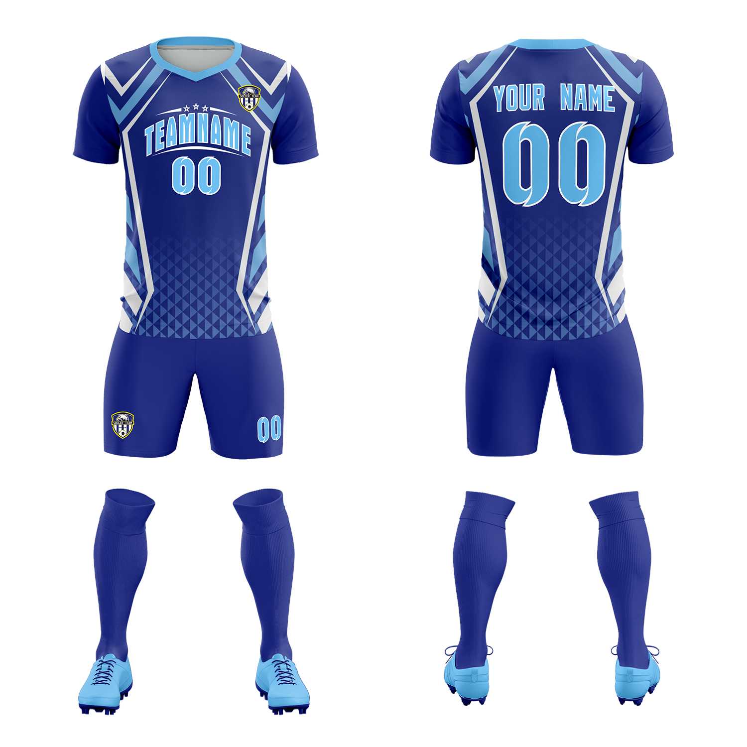 Custom Royal Abstract Breathable Soccer Tops/Sets Jersey