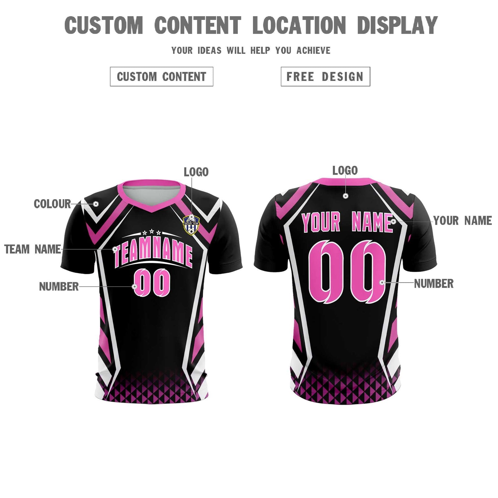 Custom Black Abstract Breathable Soccer Tops/Sets Jersey