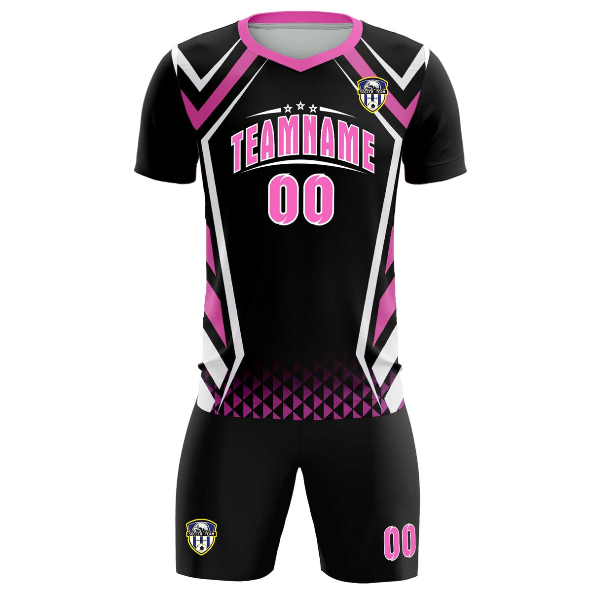 Custom Black Abstract Breathable Soccer Tops/Sets Jersey