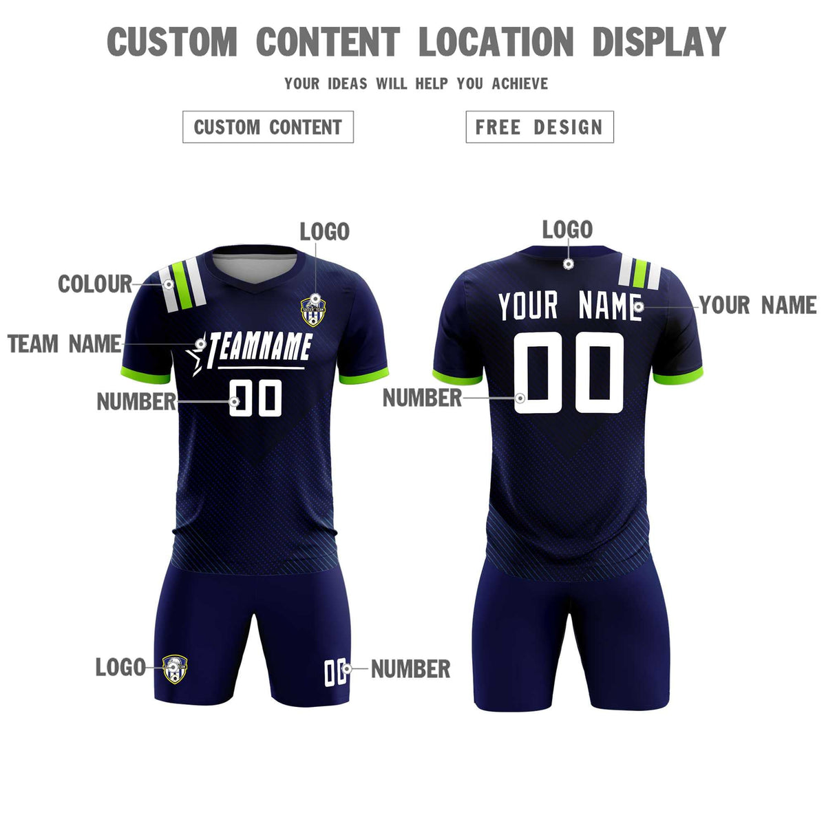 Custom Navy Striped Sportswear Soccer Tops/Sets Jersey For Adults