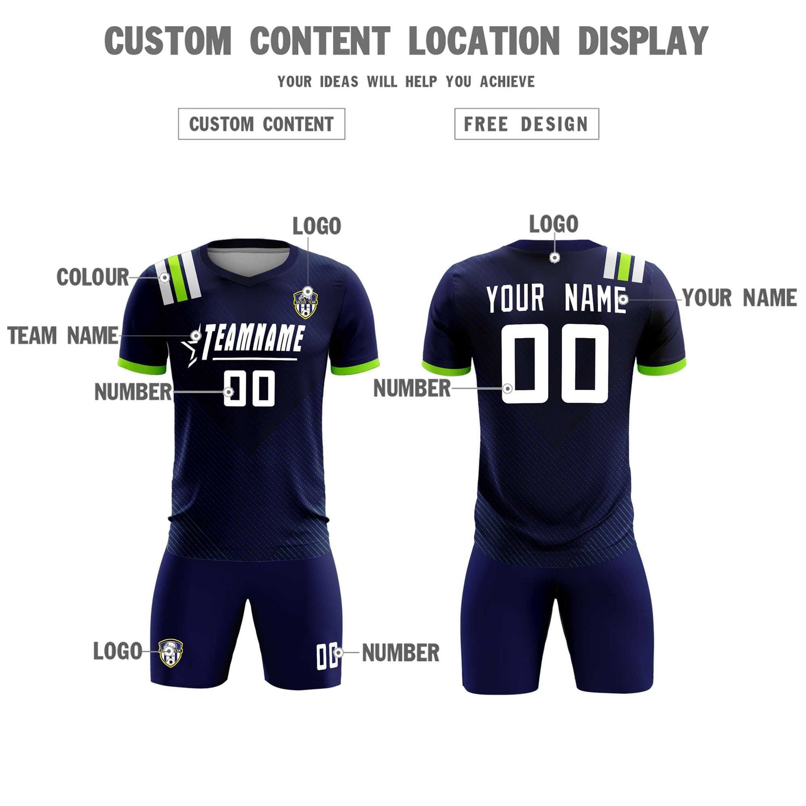 Custom Navy Striped Sportswear Soccer Tops/Sets Jersey For Adults