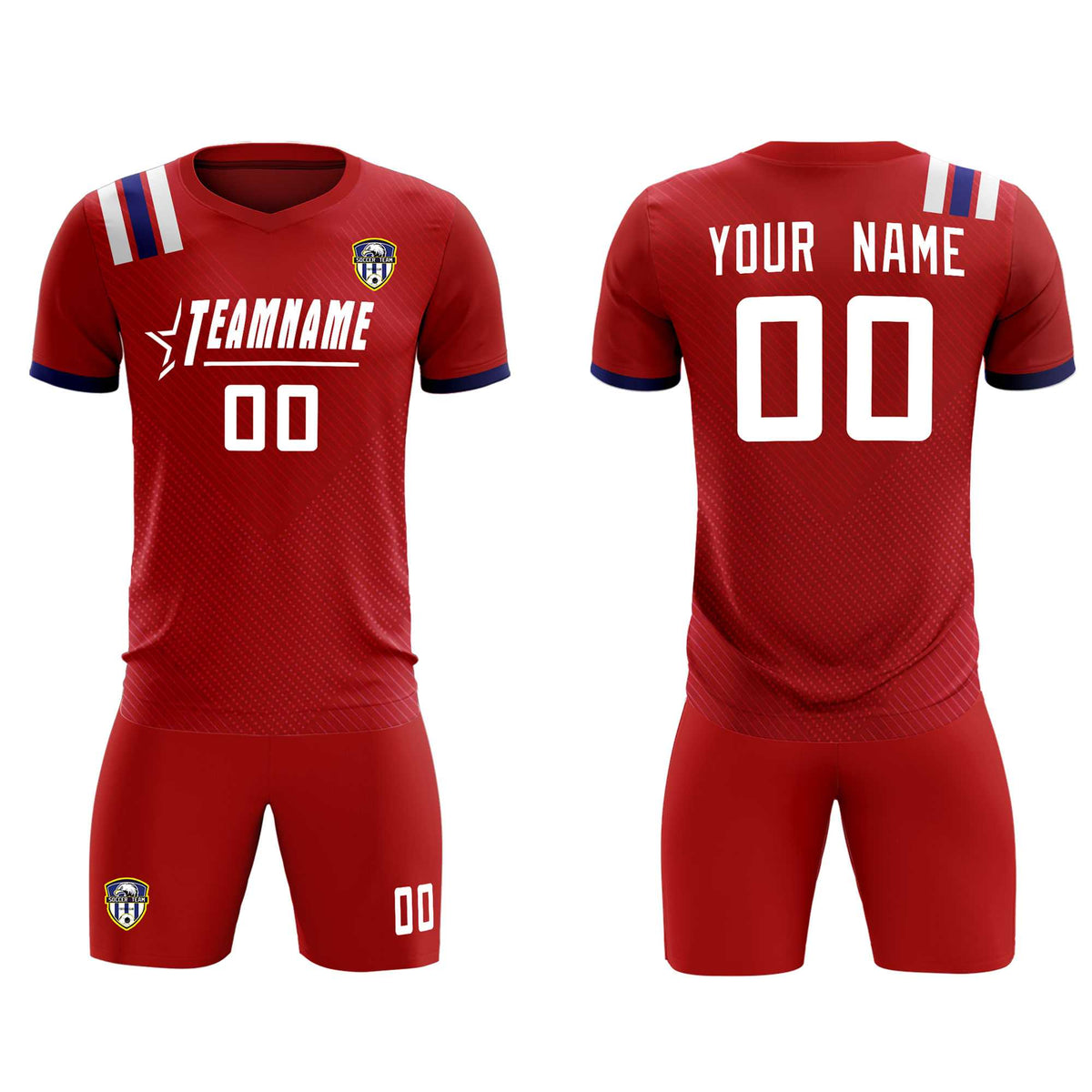 Custom Red Striped Sportswear Soccer Tops/Sets Jersey For Adults