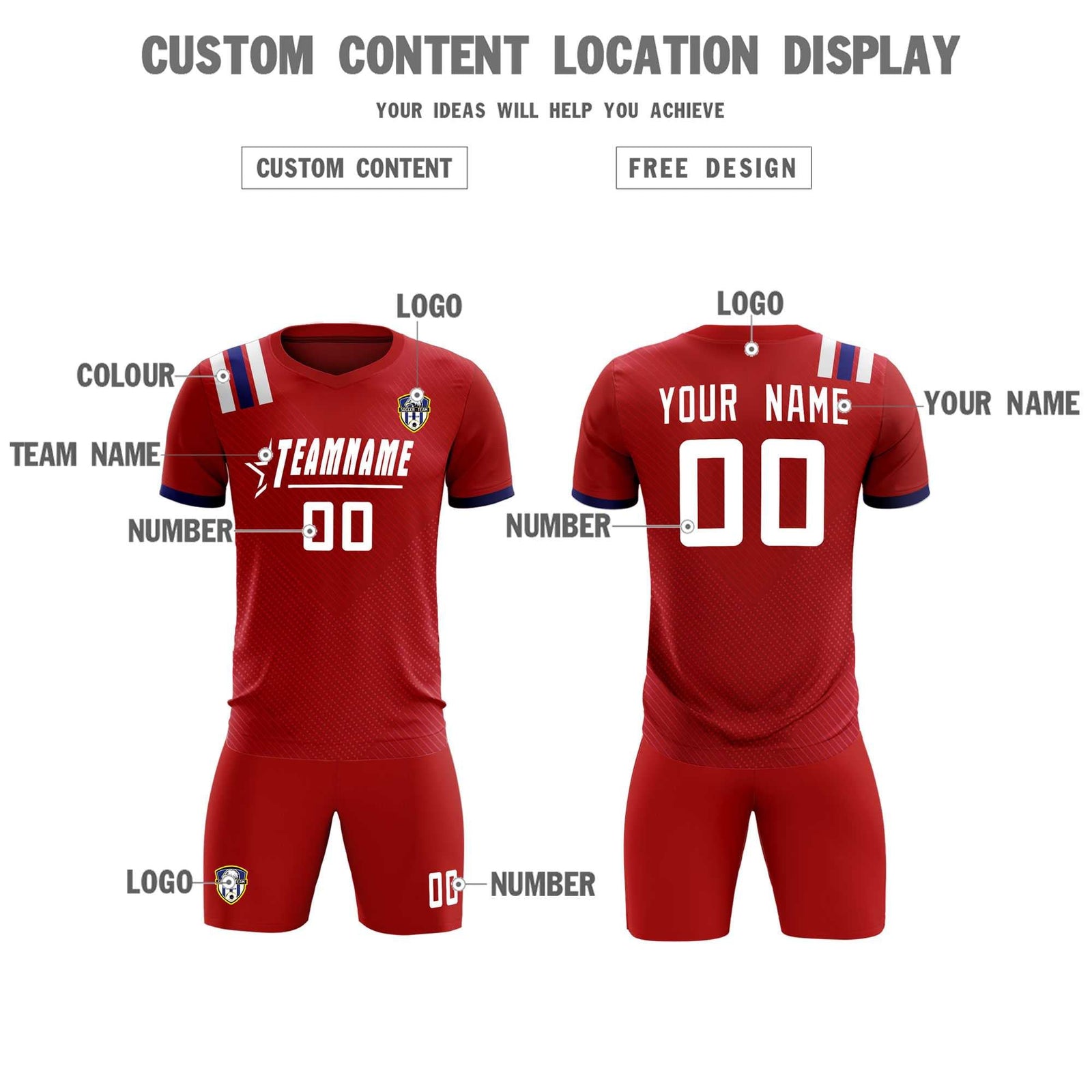 Custom Red Striped Sportswear Soccer Tops/Sets Jersey For Adults